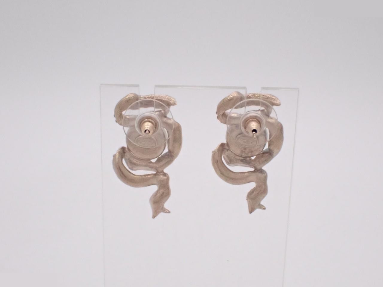 earrings, Coco Mark design, rhinestones, pearls, 18C gold, 3cm height. — view 2