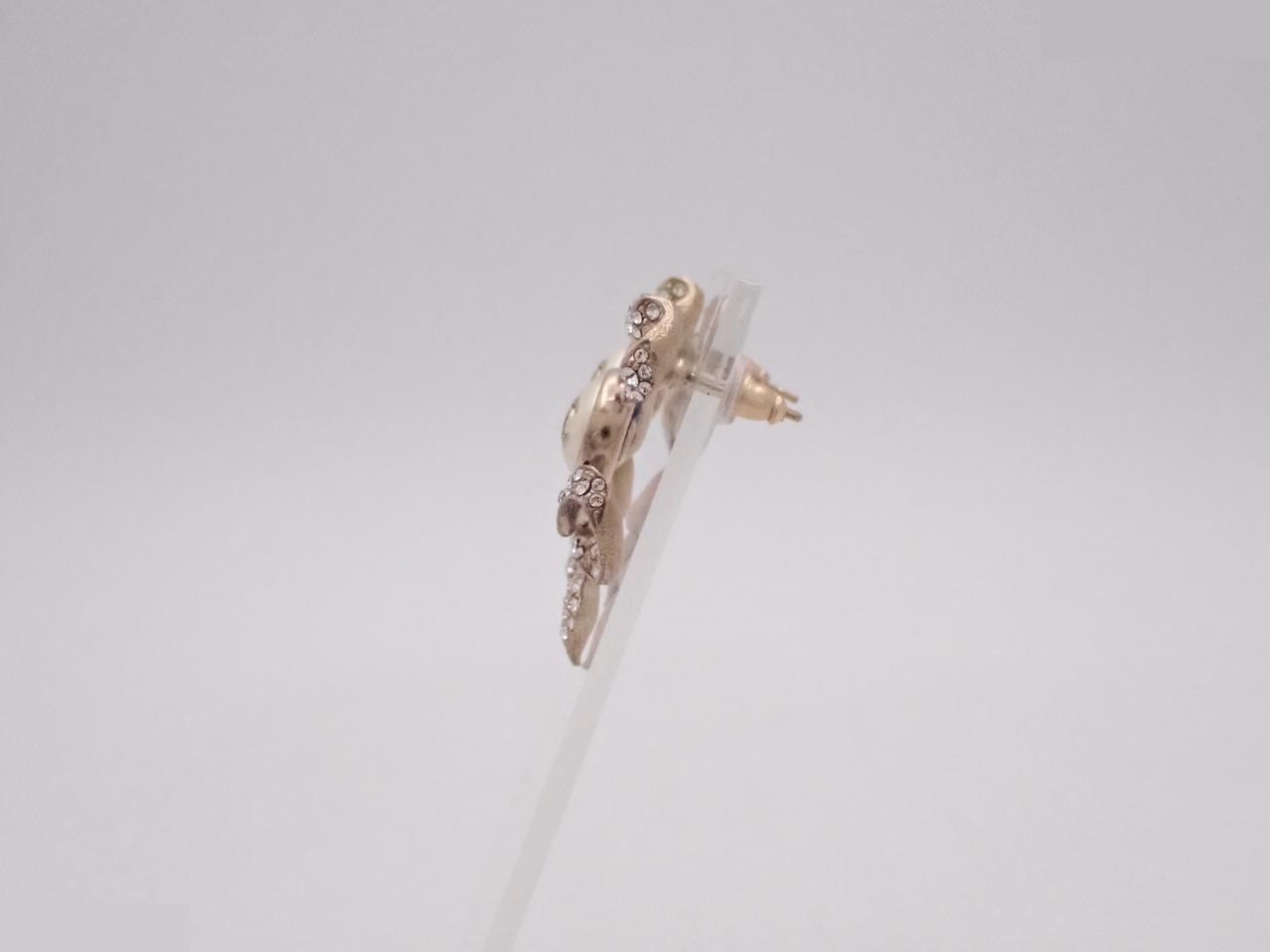 earrings, Coco Mark design, rhinestones, pearls, 18C gold, 3cm height. — view 3