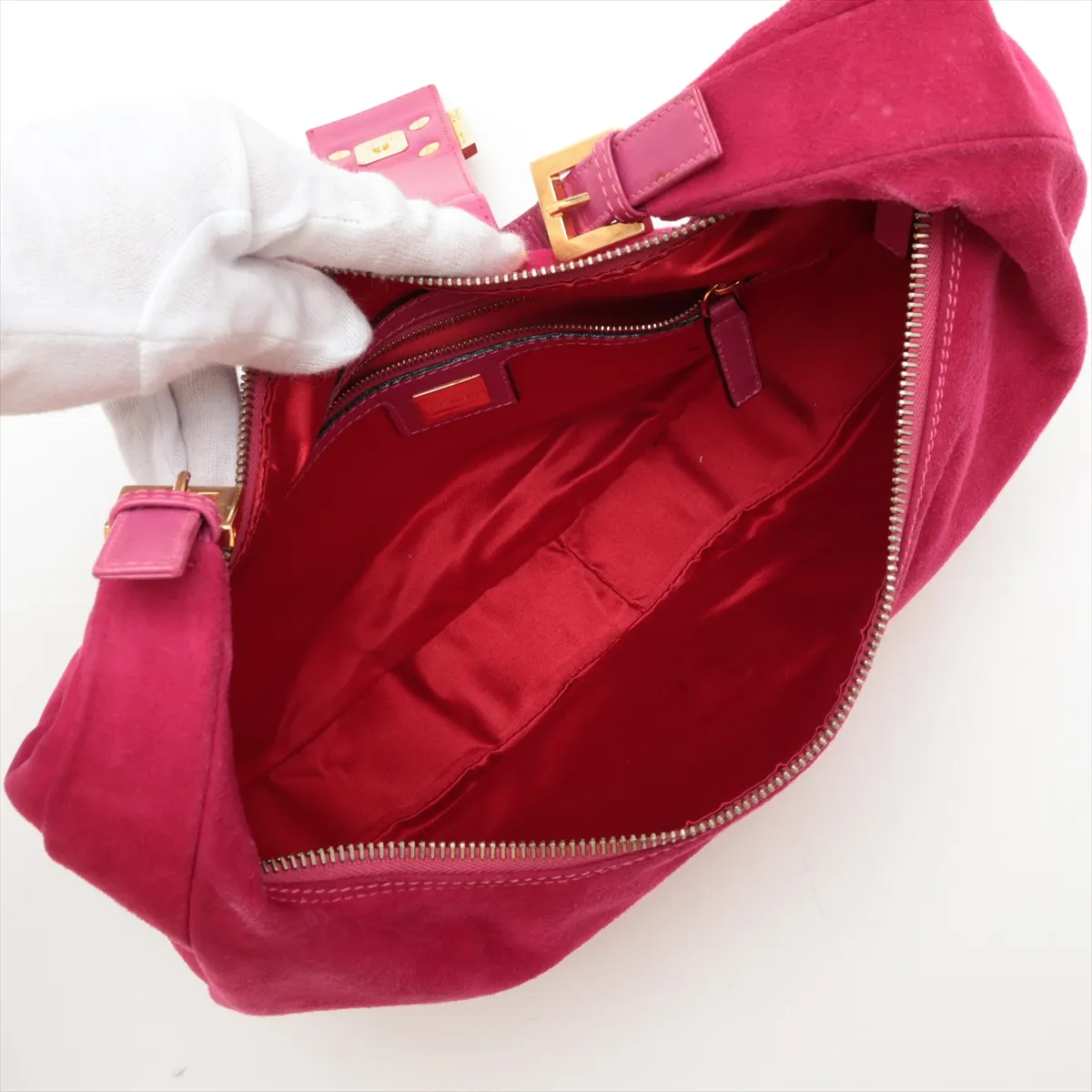 Croissant Suede Shoulder Bag Pink — view 7