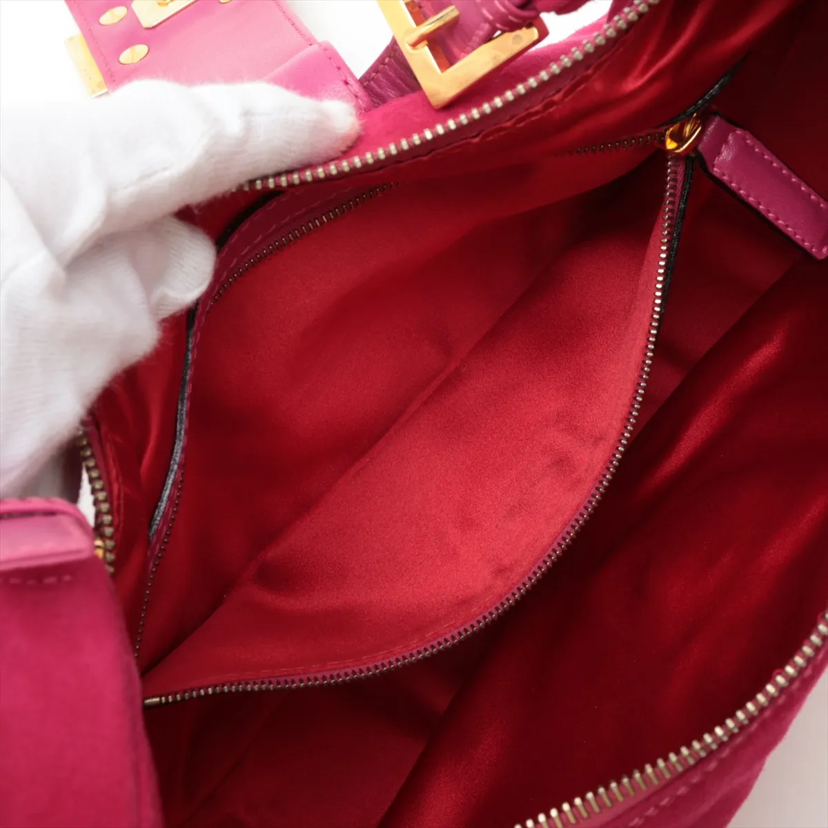 Croissant Suede Shoulder Bag Pink — view 8