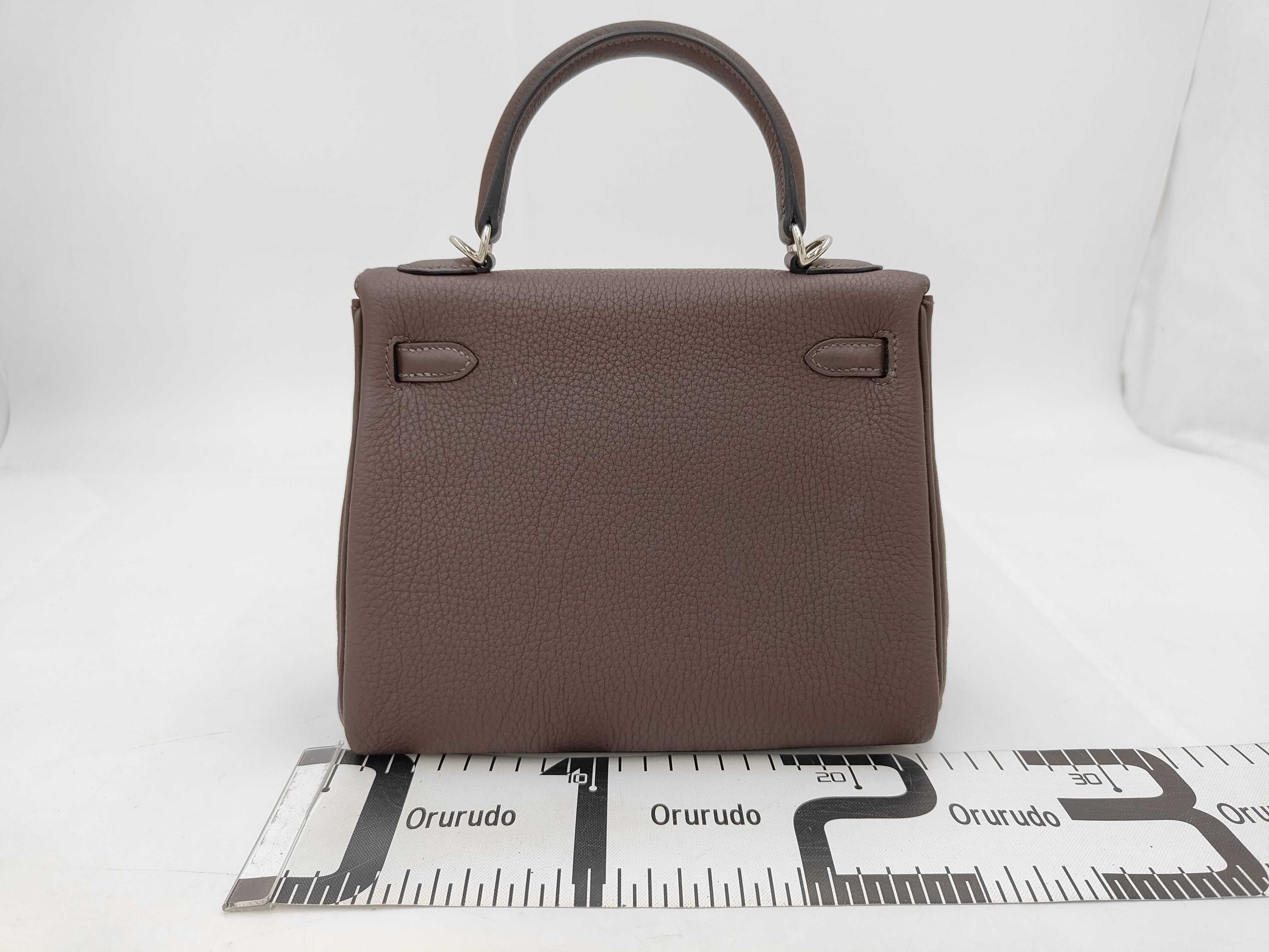 Kelly 25 Togo Chocolate Silver Hardware W Stamp Handbag — view 2