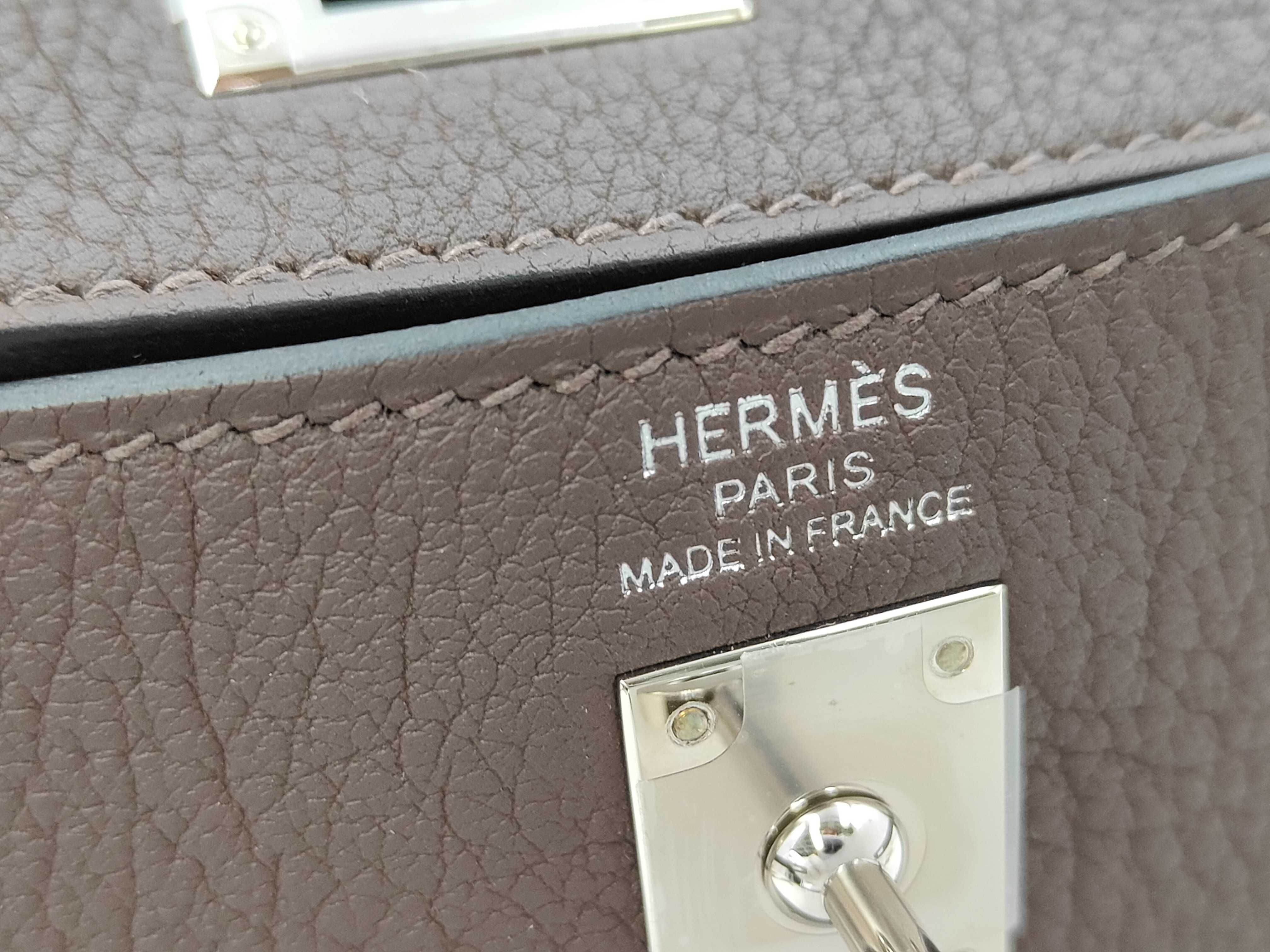 Kelly 25 Togo Chocolate Silver Hardware W Stamp Handbag — view 9