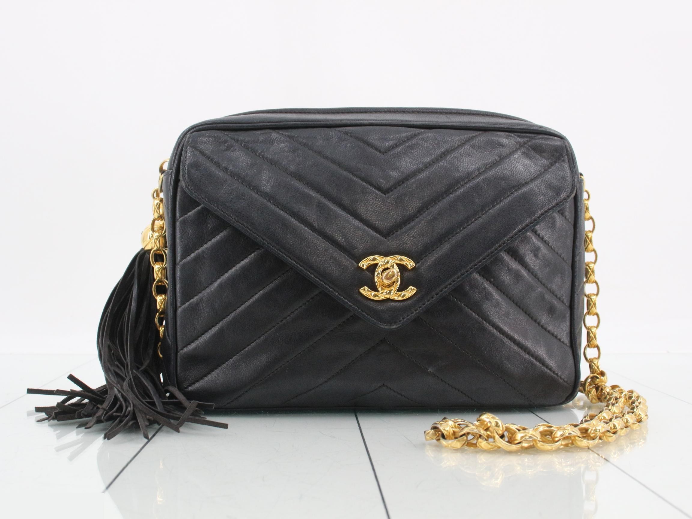 Chevron outside flap fringe bejeweled chain shoulder bag