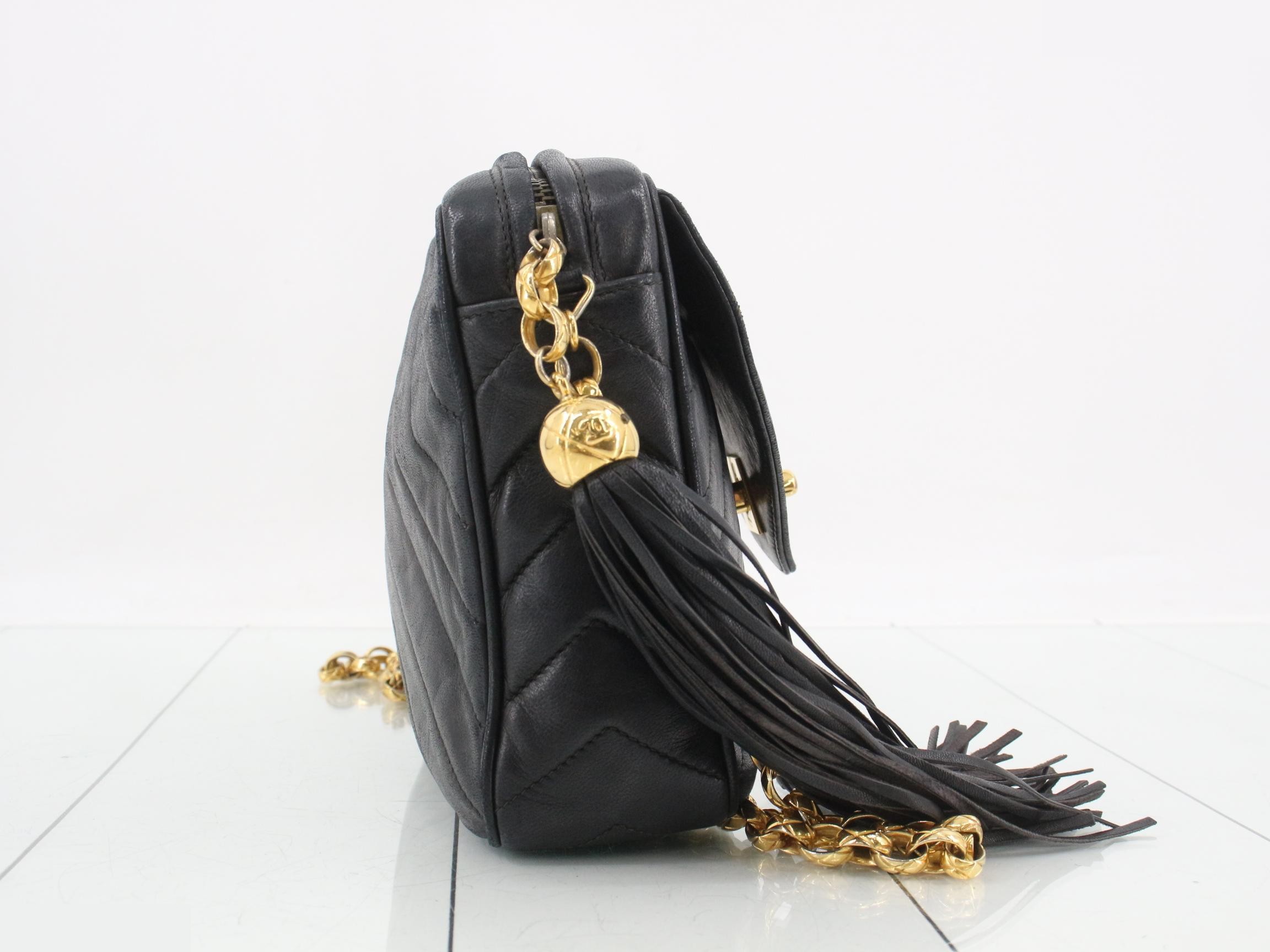 Chevron outside flap fringe bejeweled chain shoulder bag — view 4