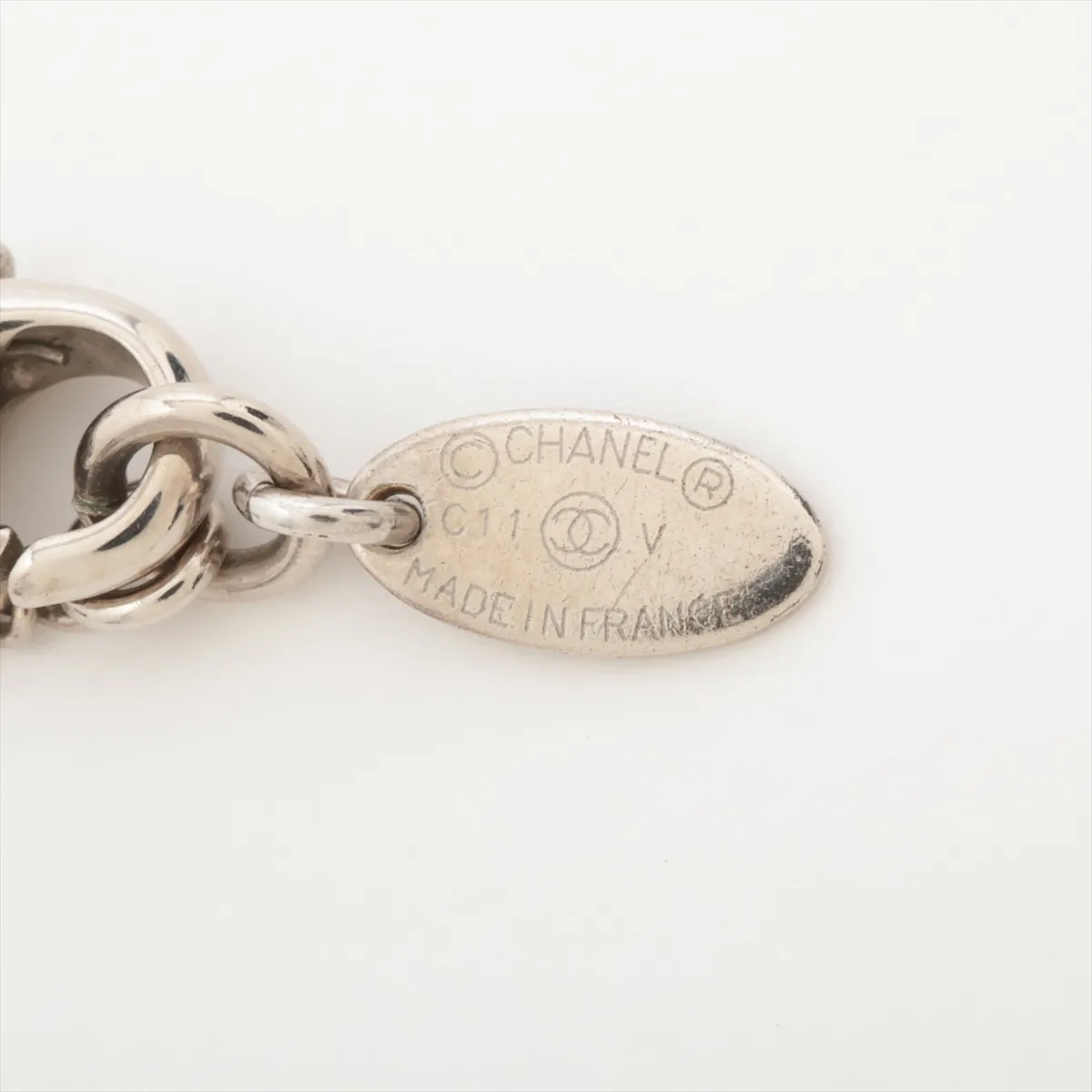 Coco Mark C11V Necklace, Metal x Rhinestone, Silver, — view 4