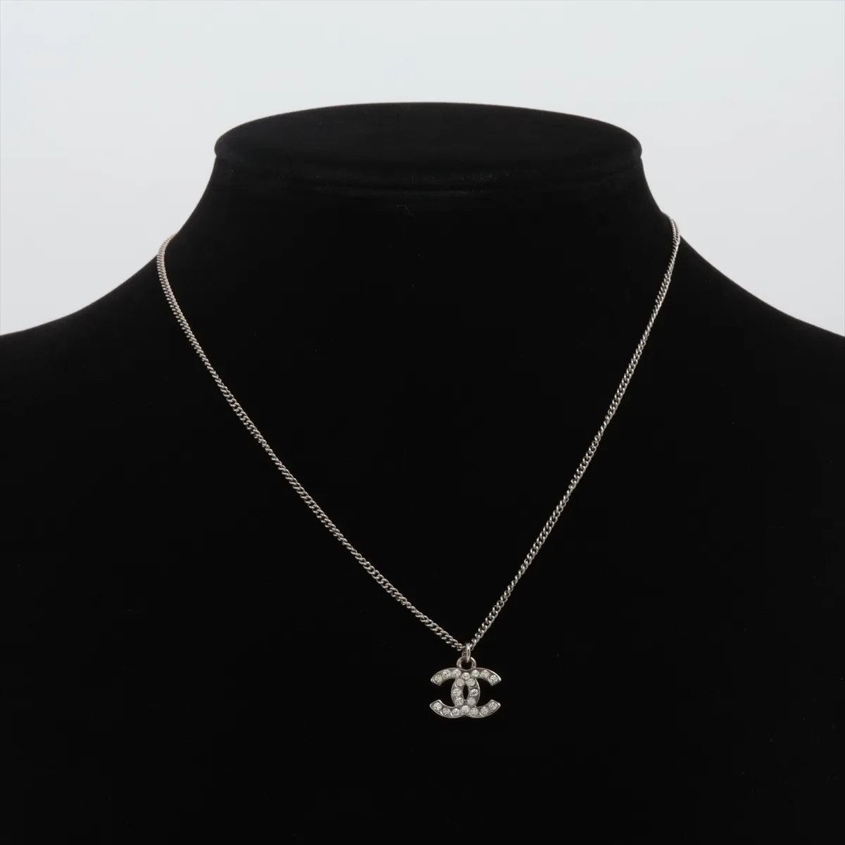 Coco Mark C11V Necklace, Metal x Rhinestone, Silver, — view 5