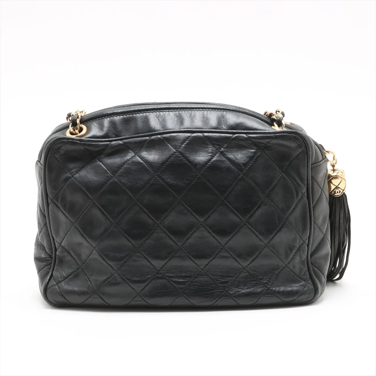 Matelasse Lambskin Chain Shoulder Bag Fringe Black Gold Hardware 1721896 No. 1 — view 2