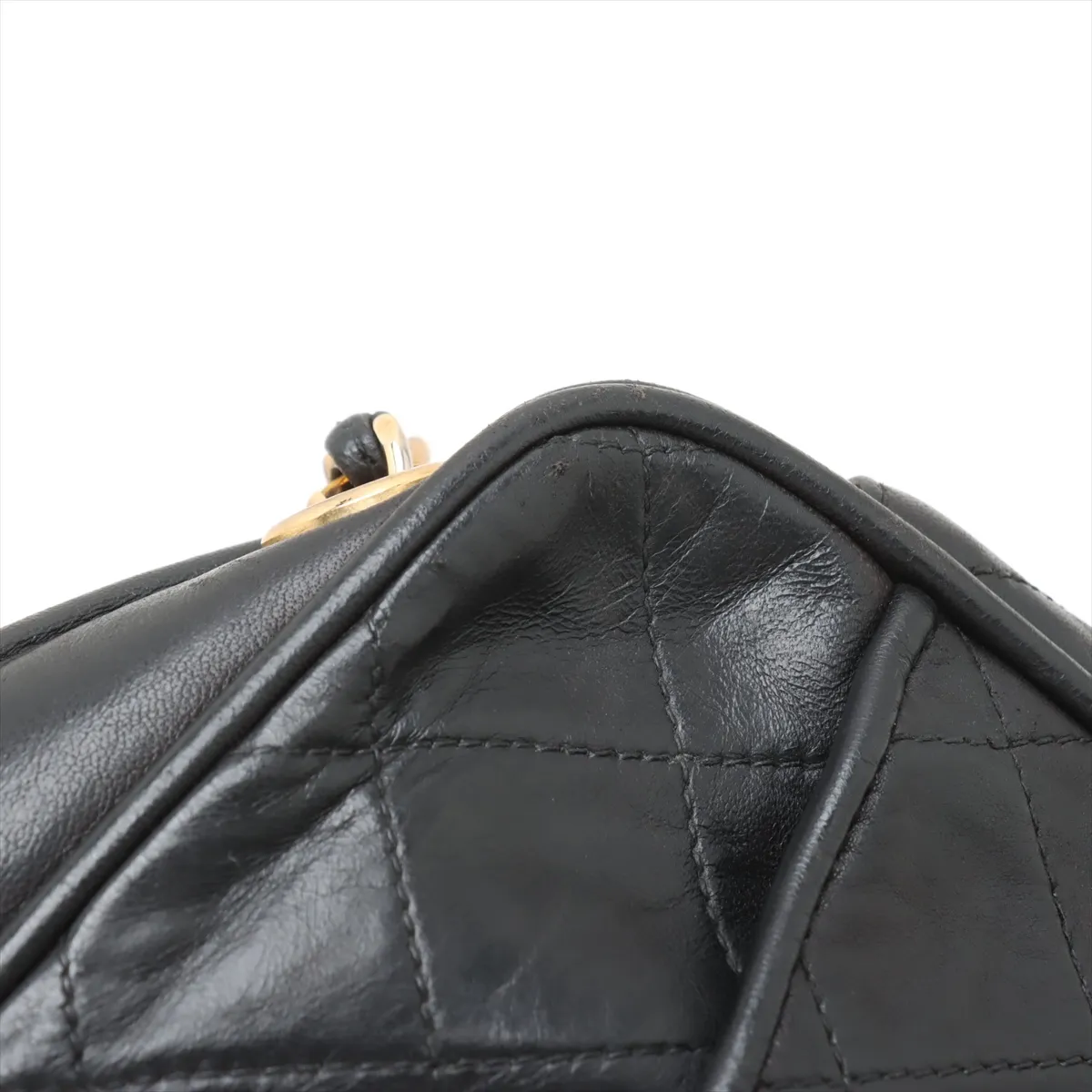Matelasse Lambskin Chain Shoulder Bag Fringe Black Gold Hardware 1721896 No. 1 — view 11