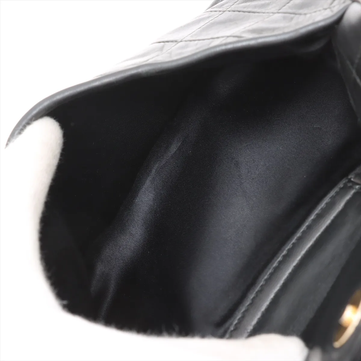 Matelasse Lambskin Chain Shoulder Bag Fringe Black Gold Hardware 1721896 No. 1 — view 9