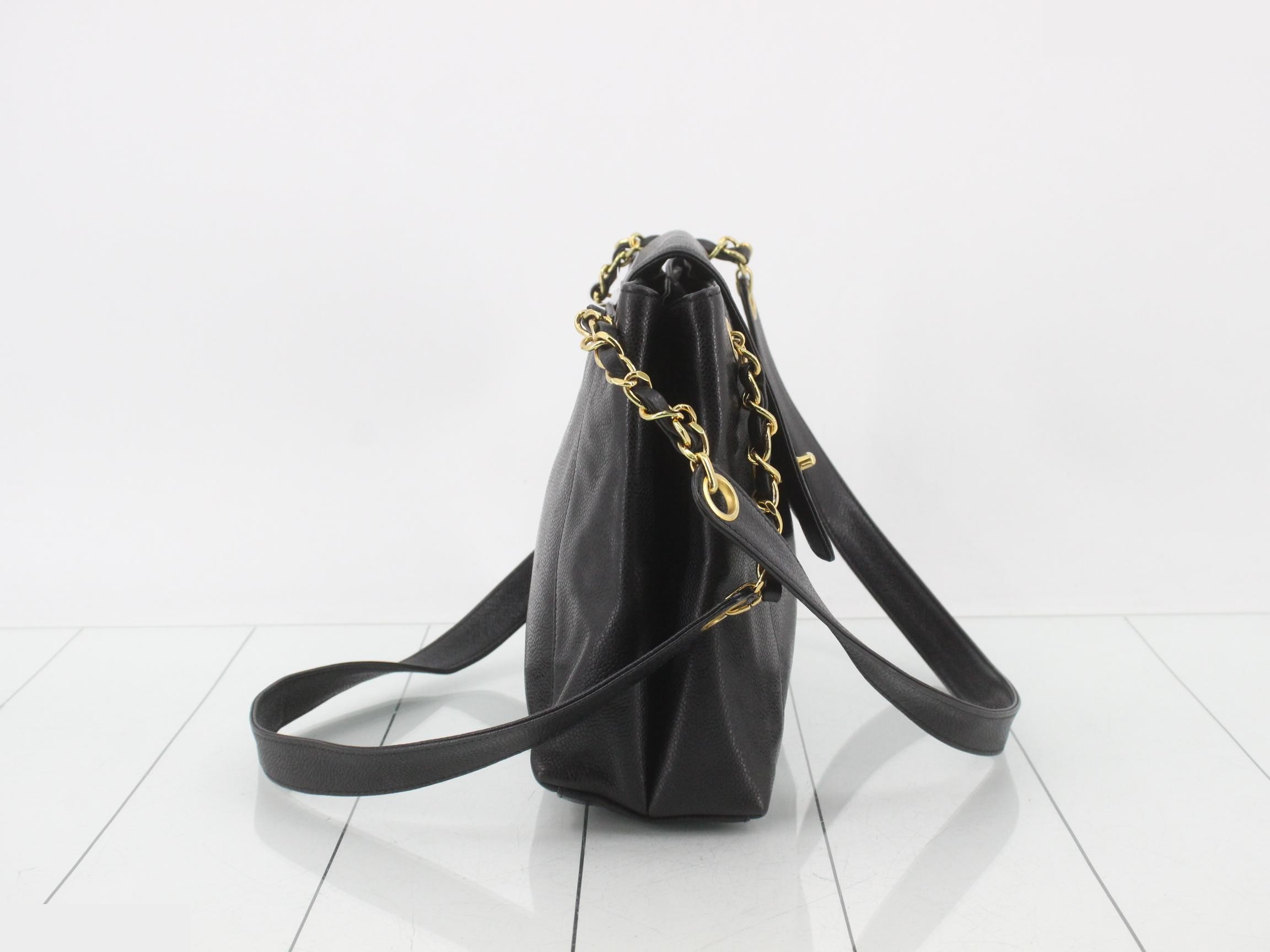 Coco Mark Turnlock Chain Shoulder Bag, Caviar Leather, Black — view 4
