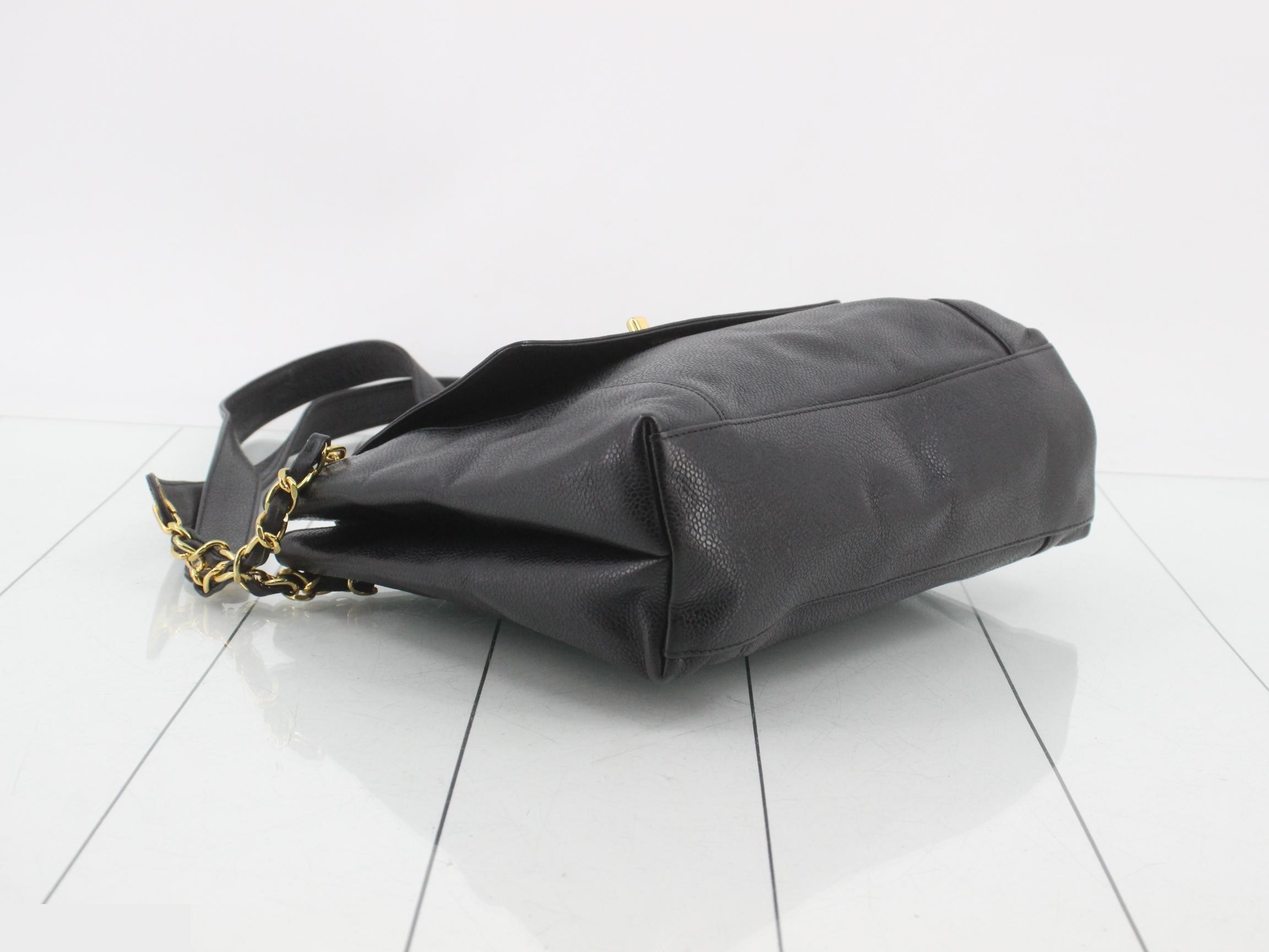 Coco Mark Turnlock Chain Shoulder Bag, Caviar Leather, Black — view 5