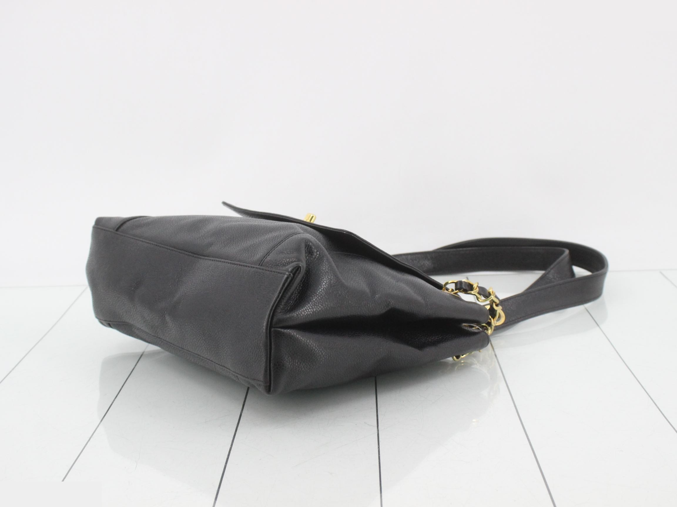 Coco Mark Turnlock Chain Shoulder Bag, Caviar Leather, Black — view 6