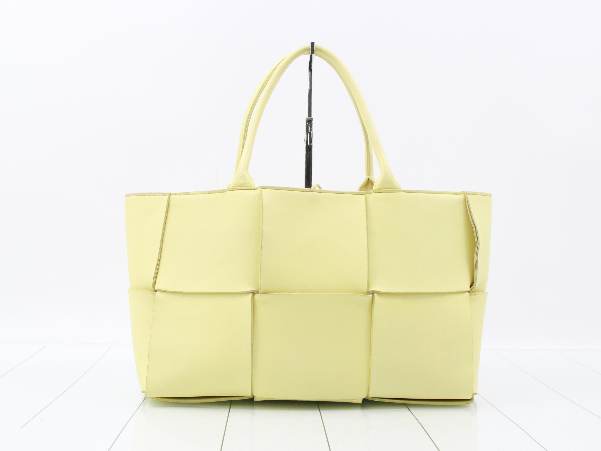 Arco Leather Handbag with Pouch, Yellow — view 2