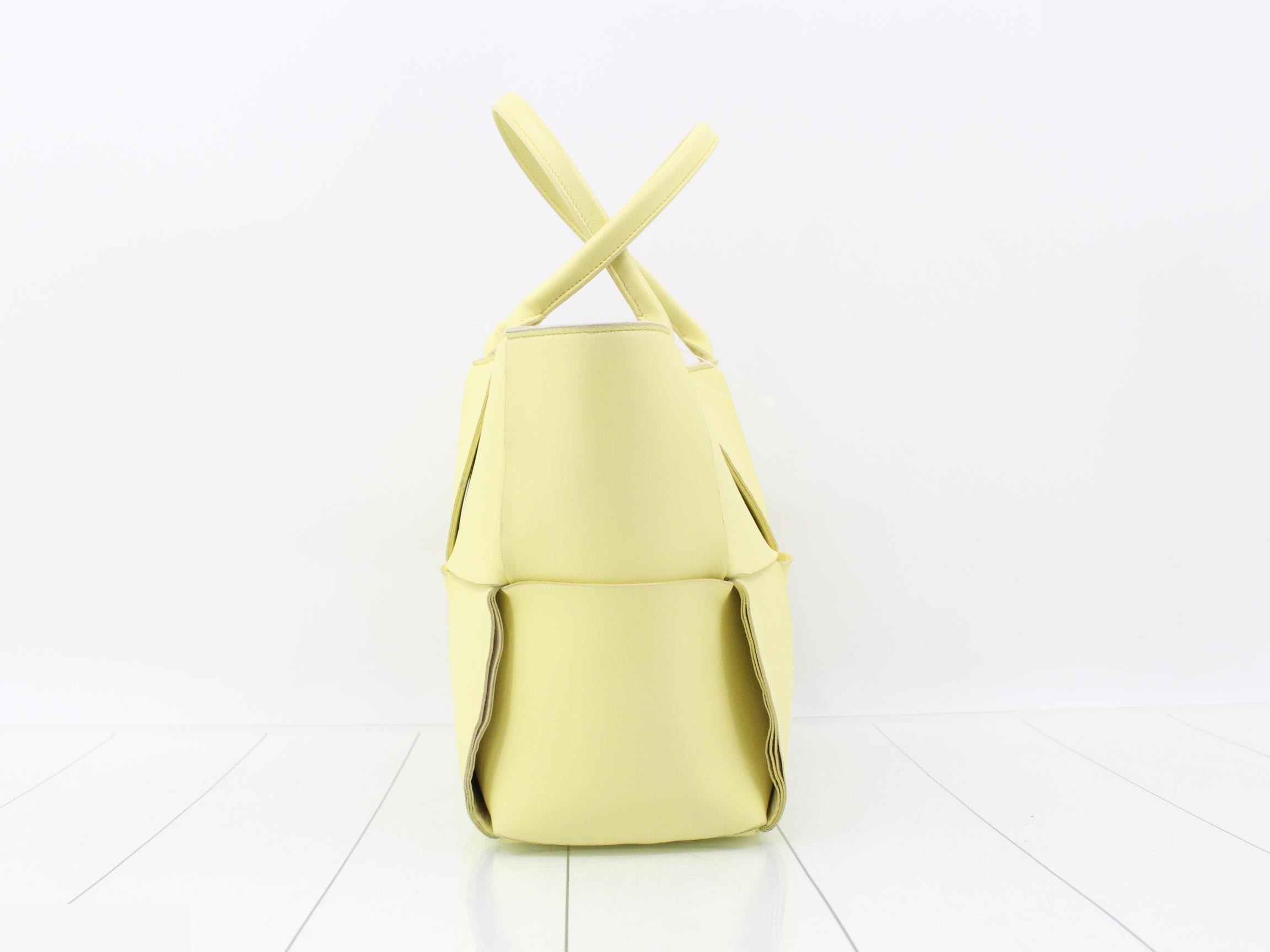 Arco Leather Handbag with Pouch, Yellow — view 3