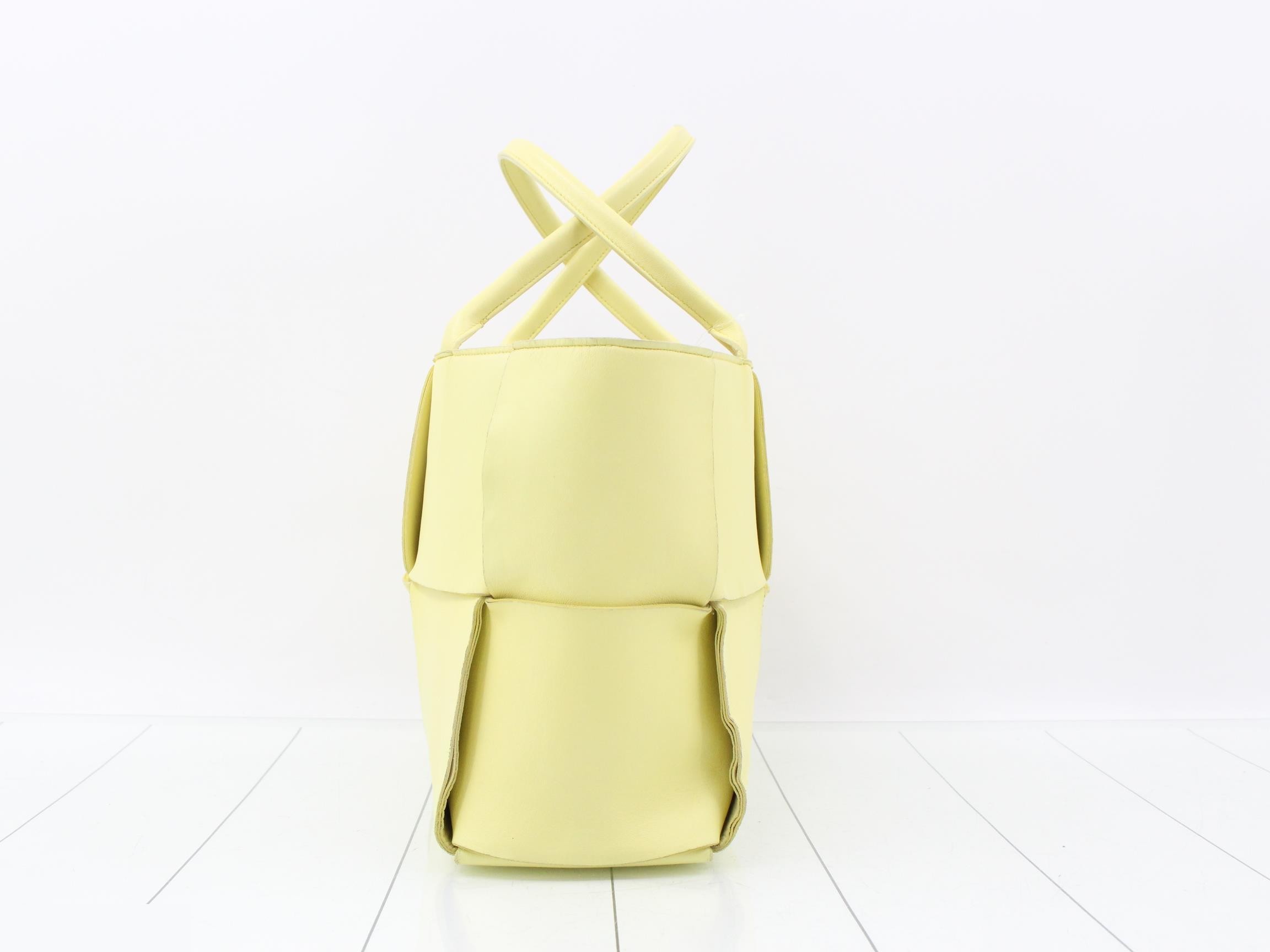 Arco Leather Handbag with Pouch, Yellow — view 4