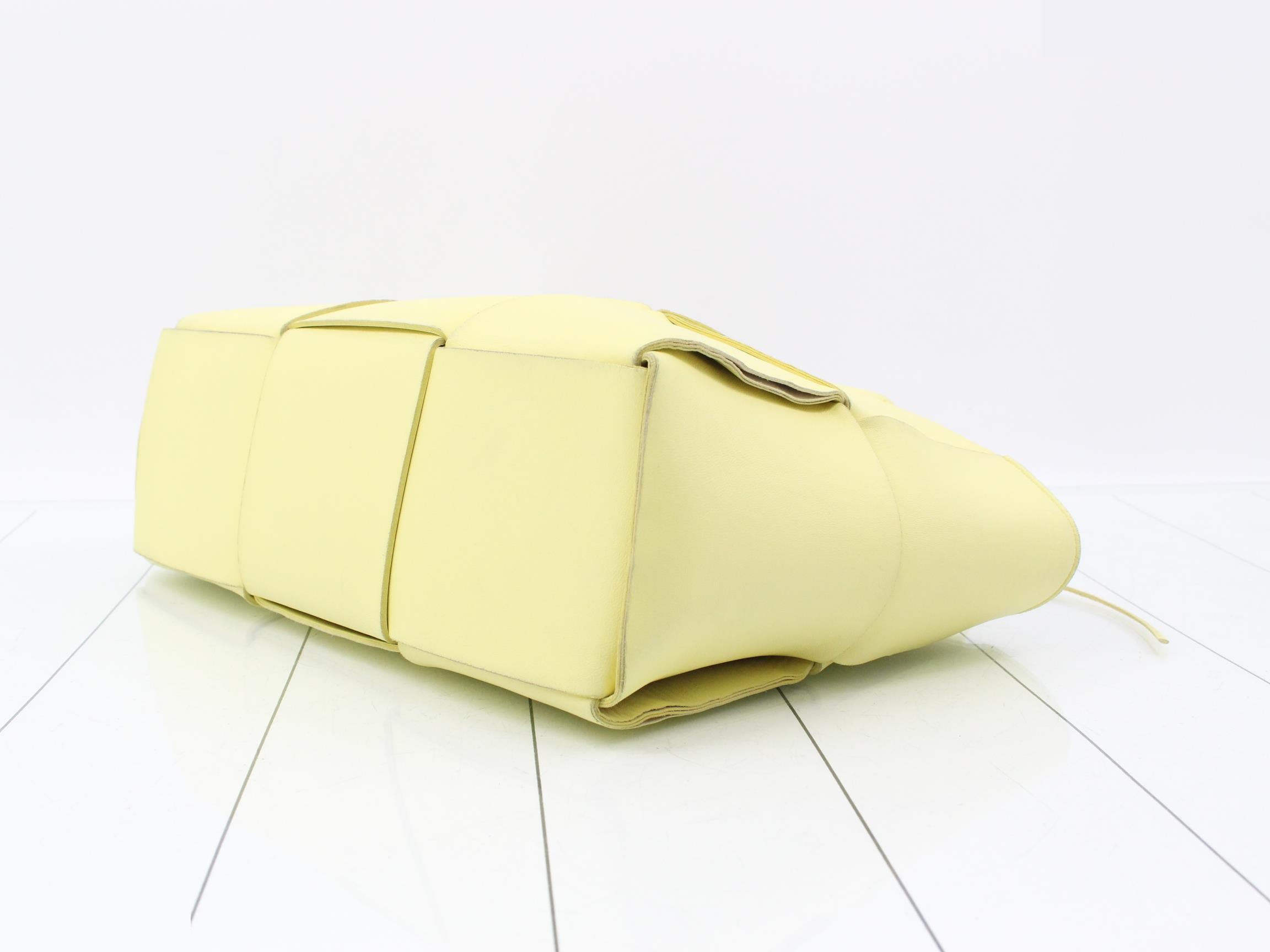 Arco Leather Handbag with Pouch, Yellow — view 6