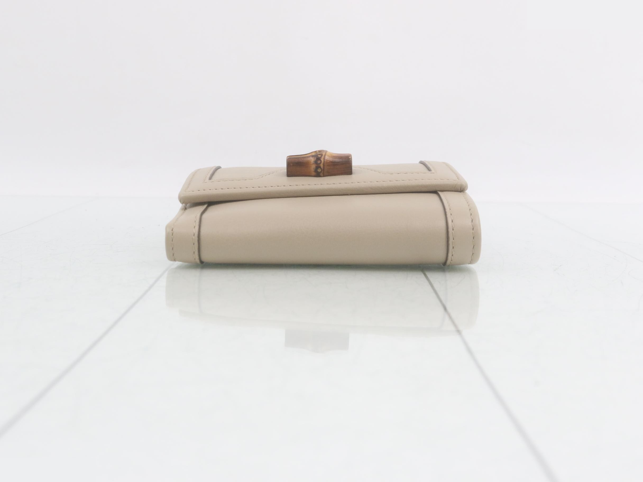 Diana Bamboo Bi-fold Wallet, Beige — view 3