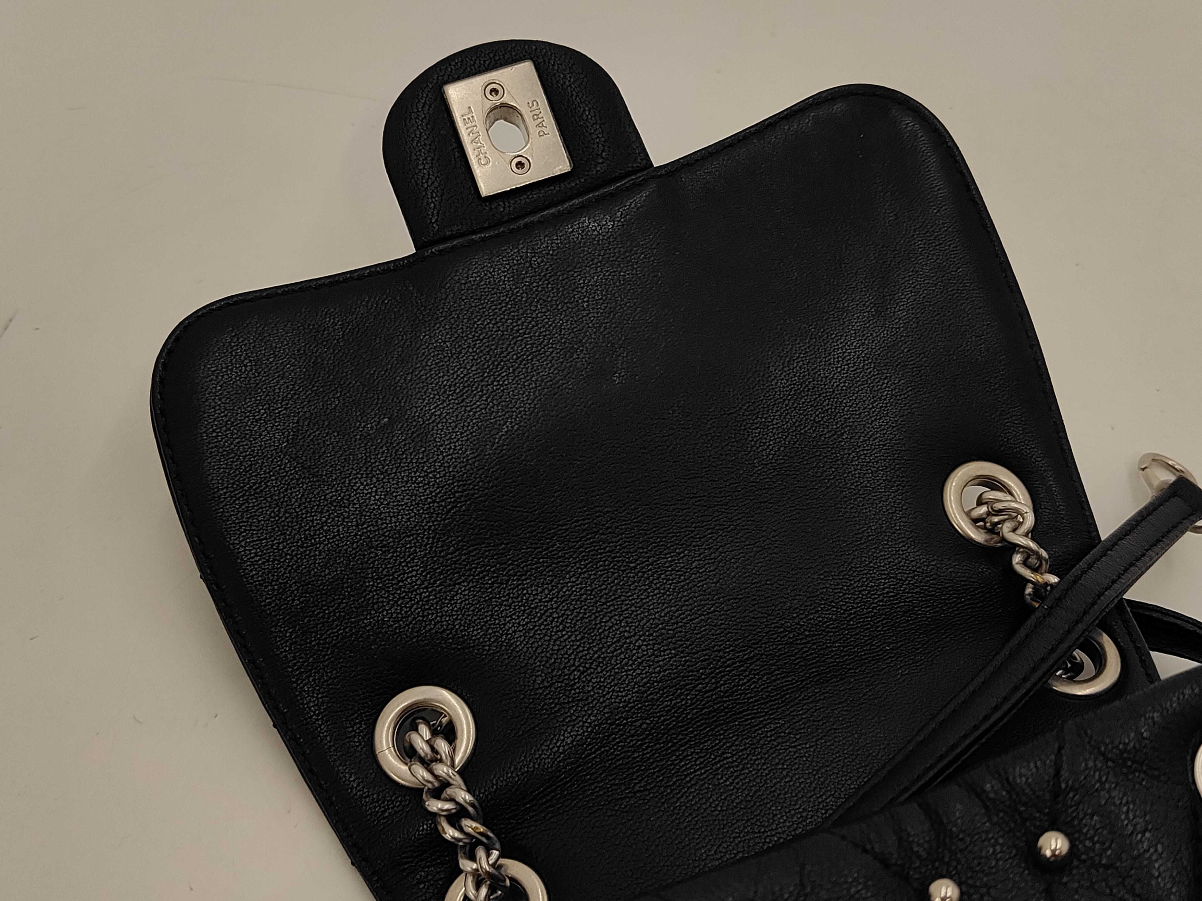 Matelassé Backpack, Black Lambskin, Studs, Silver Hardware, Rucksack — view 11