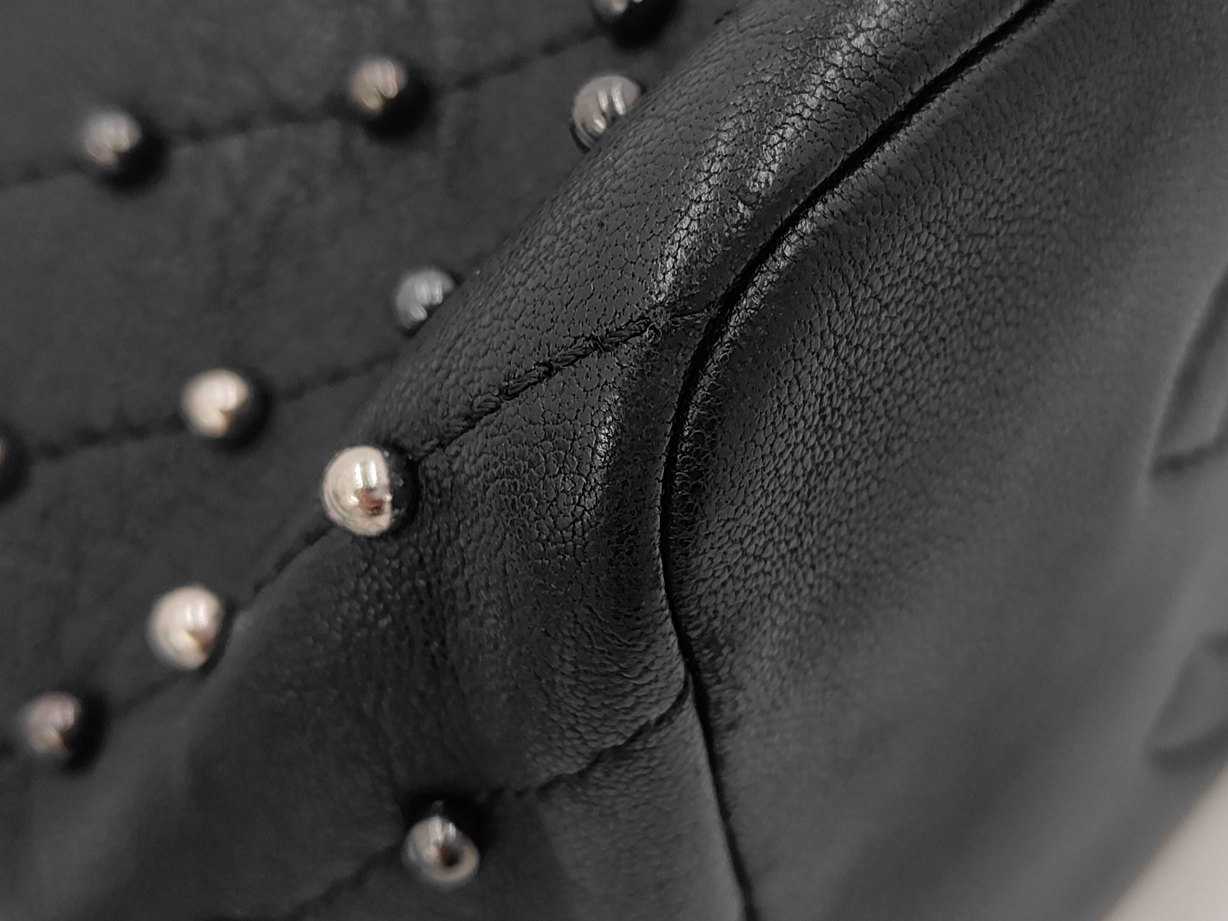 Matelassé Backpack, Black Lambskin, Studs, Silver Hardware, Rucksack — view 3