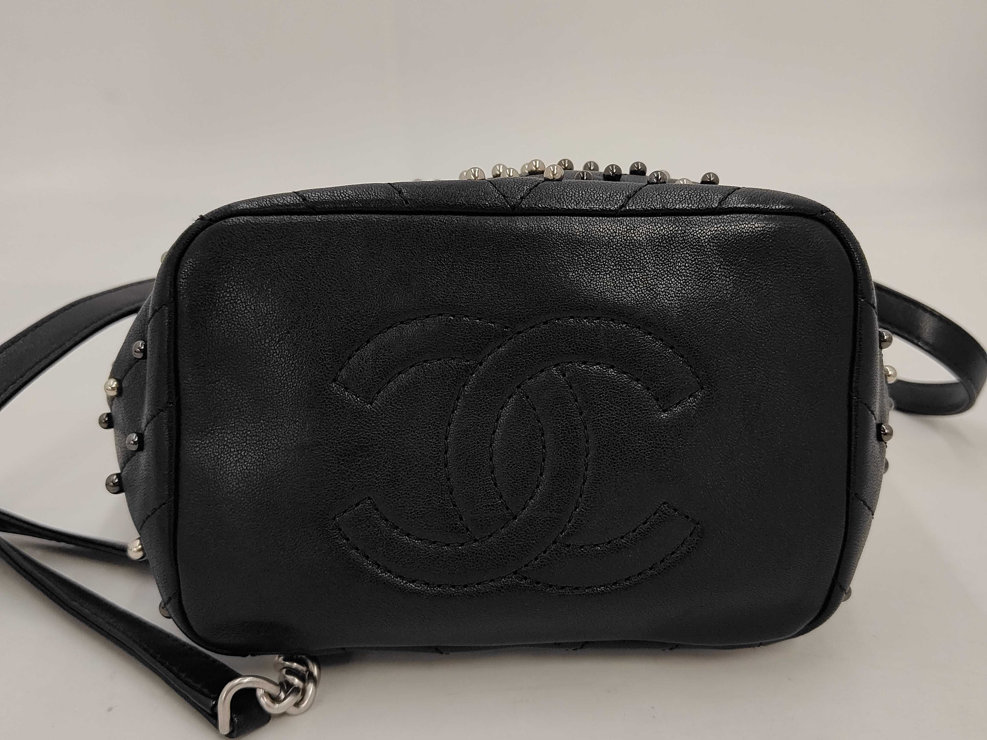 Matelassé Backpack, Black Lambskin, Studs, Silver Hardware, Rucksack — view 4