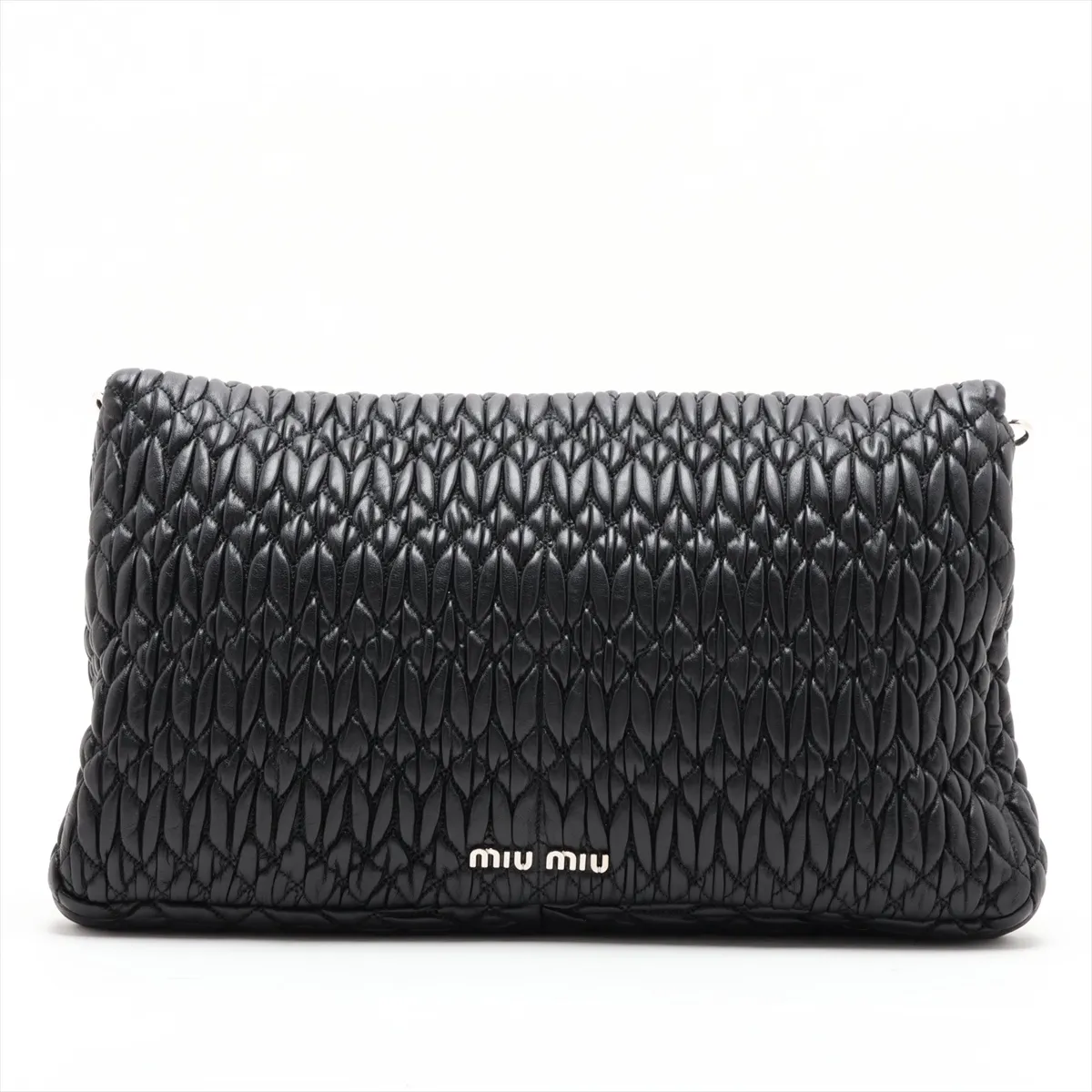 Matelassé Nappa Crystal Leather Chain Shoulder Bag, Black — view 2