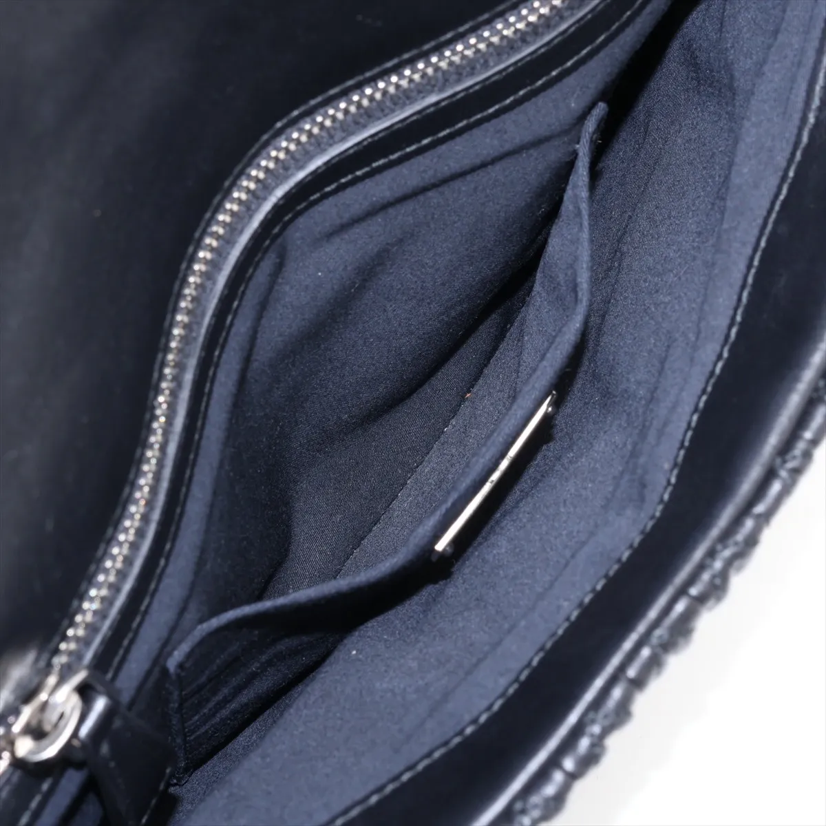 Matelassé Nappa Crystal Leather Chain Shoulder Bag, Black — view 8