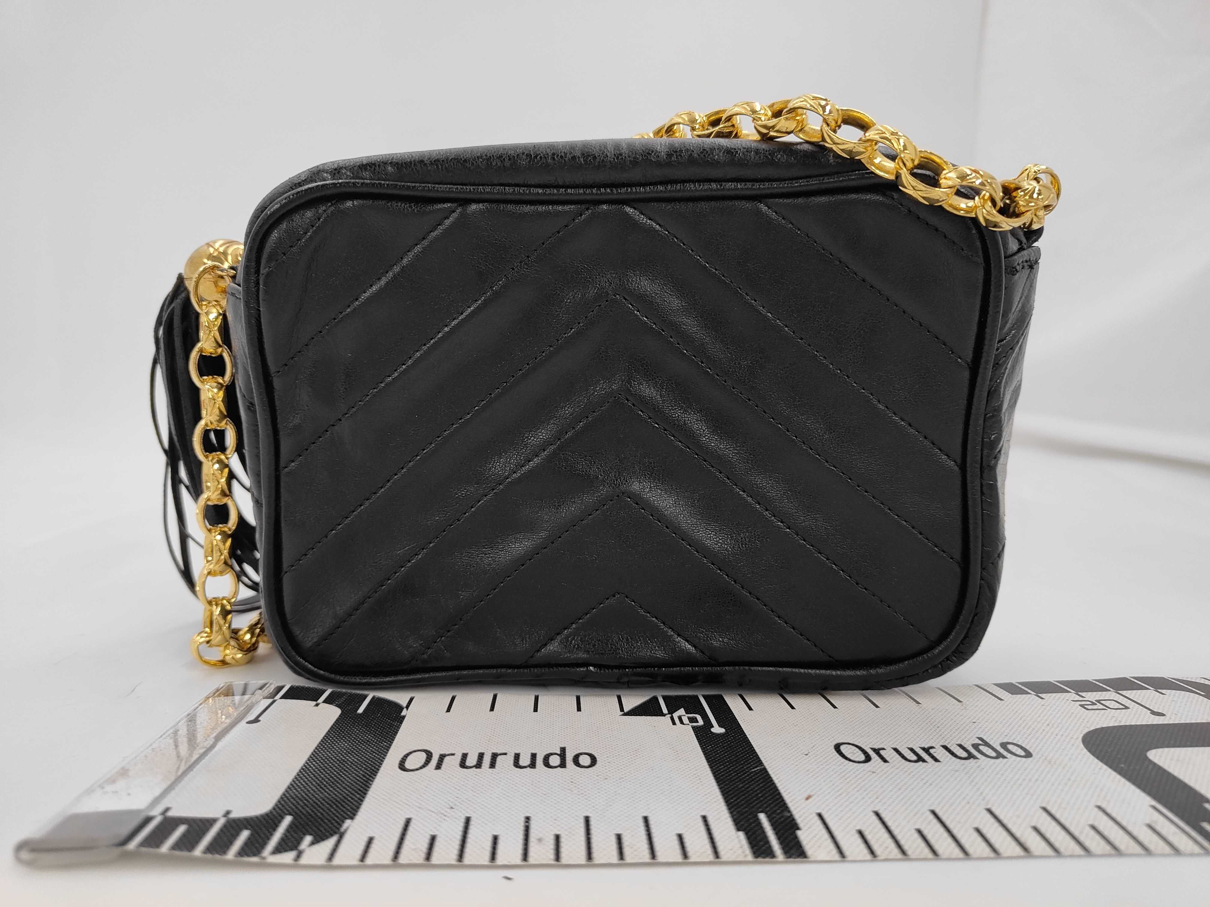 Chevron V-stitch Lambskin Fringe Gold Hardware Chain Shoulder Bag (Series 2) — view 2