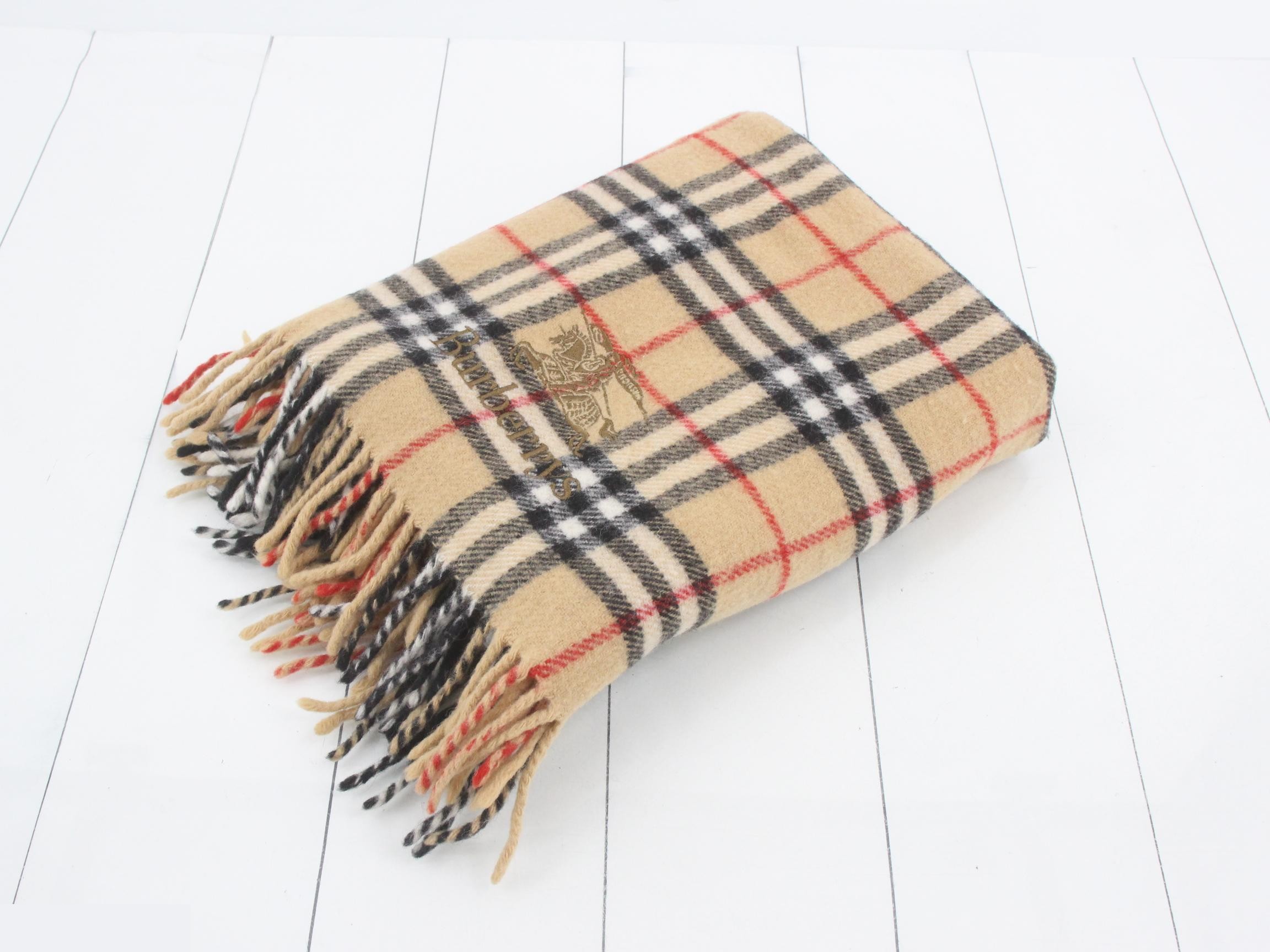 Nova Check Scarf, Beige, 100% Wool