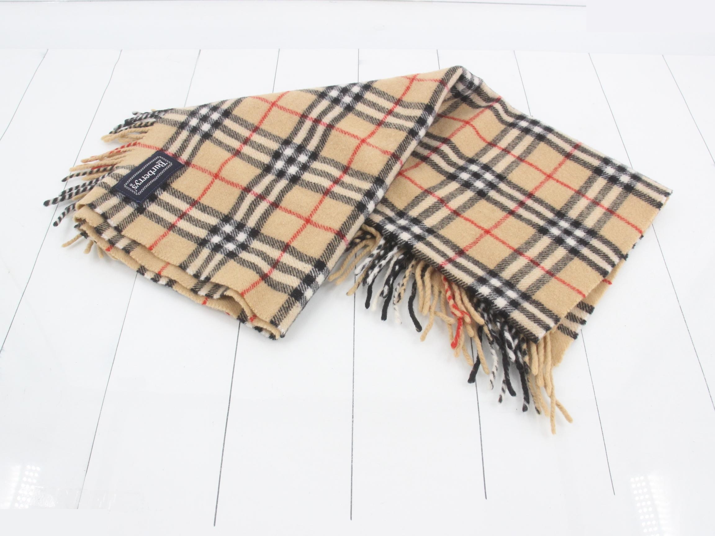 Nova Check Scarf, Beige, 100% Wool — view 2