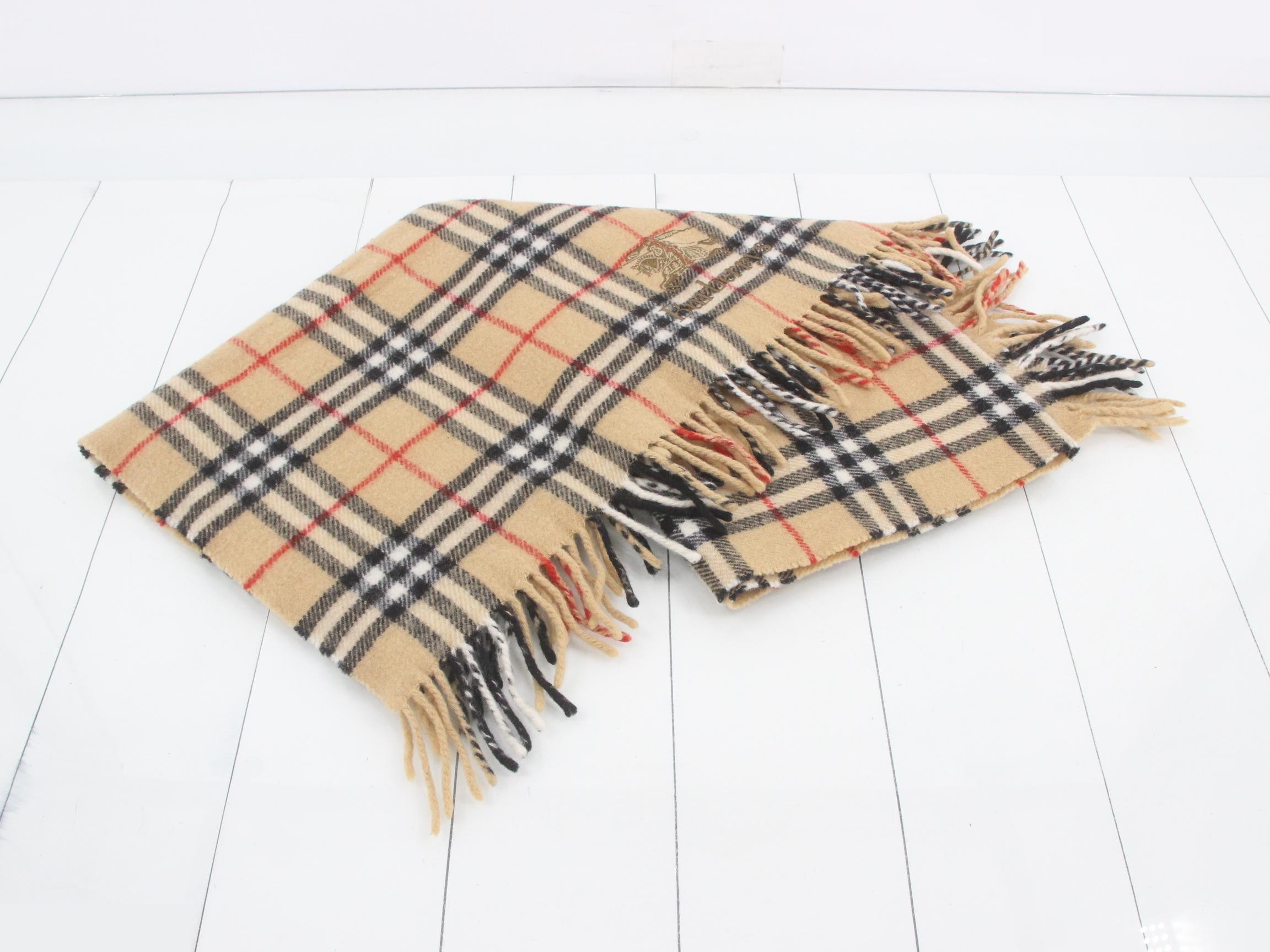 Nova Check Scarf, Beige, 100% Wool — view 3