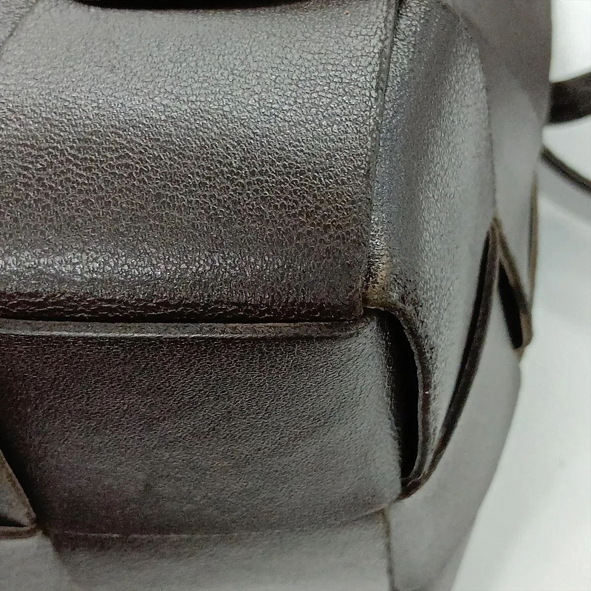 Maxi Intrecciato Leather Shoulder Bag, Brown — view 12