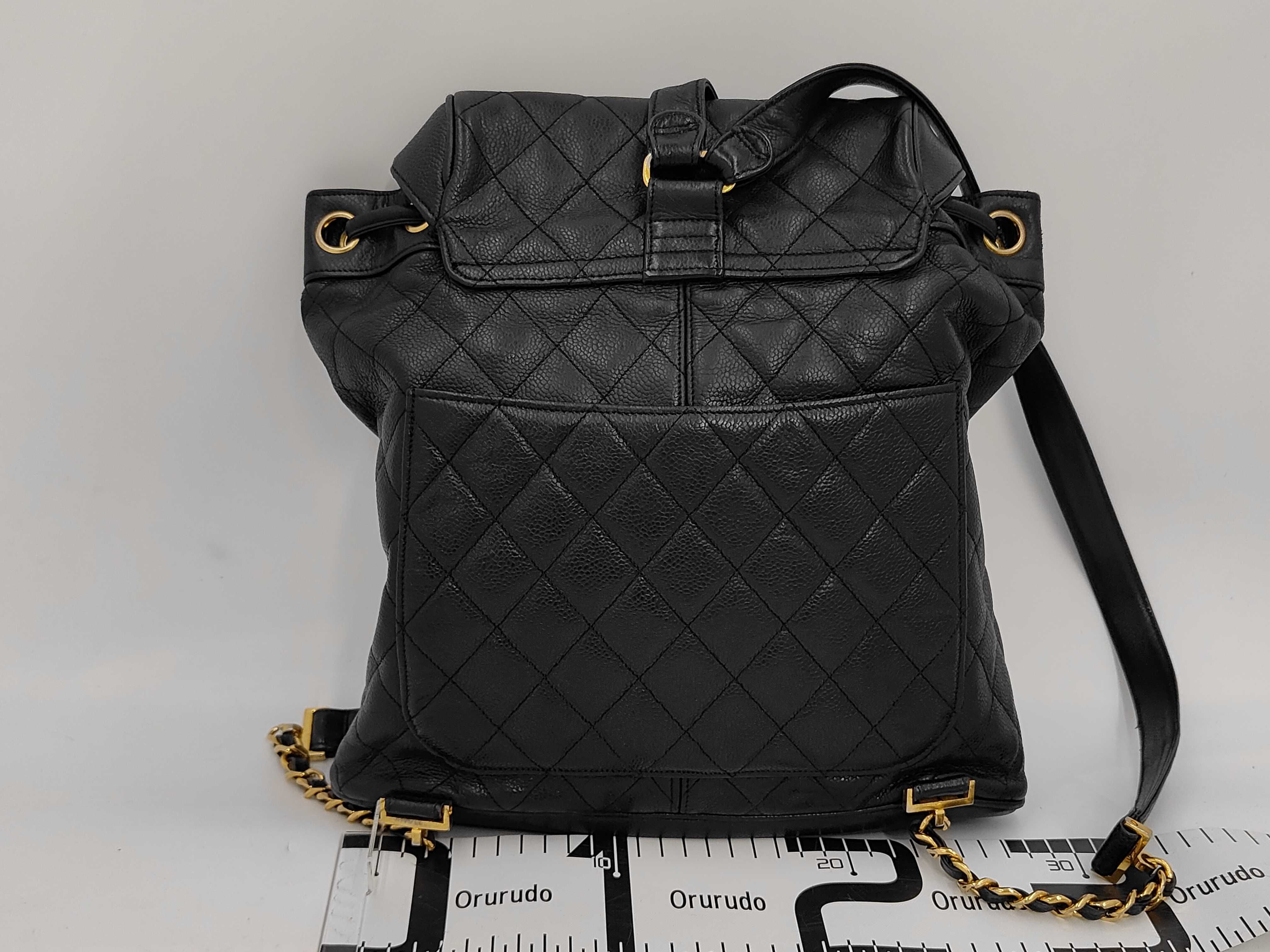 Matelassé Chain Backpack, GP Hardware, Caviar Leather, Black Backpack — view 2
