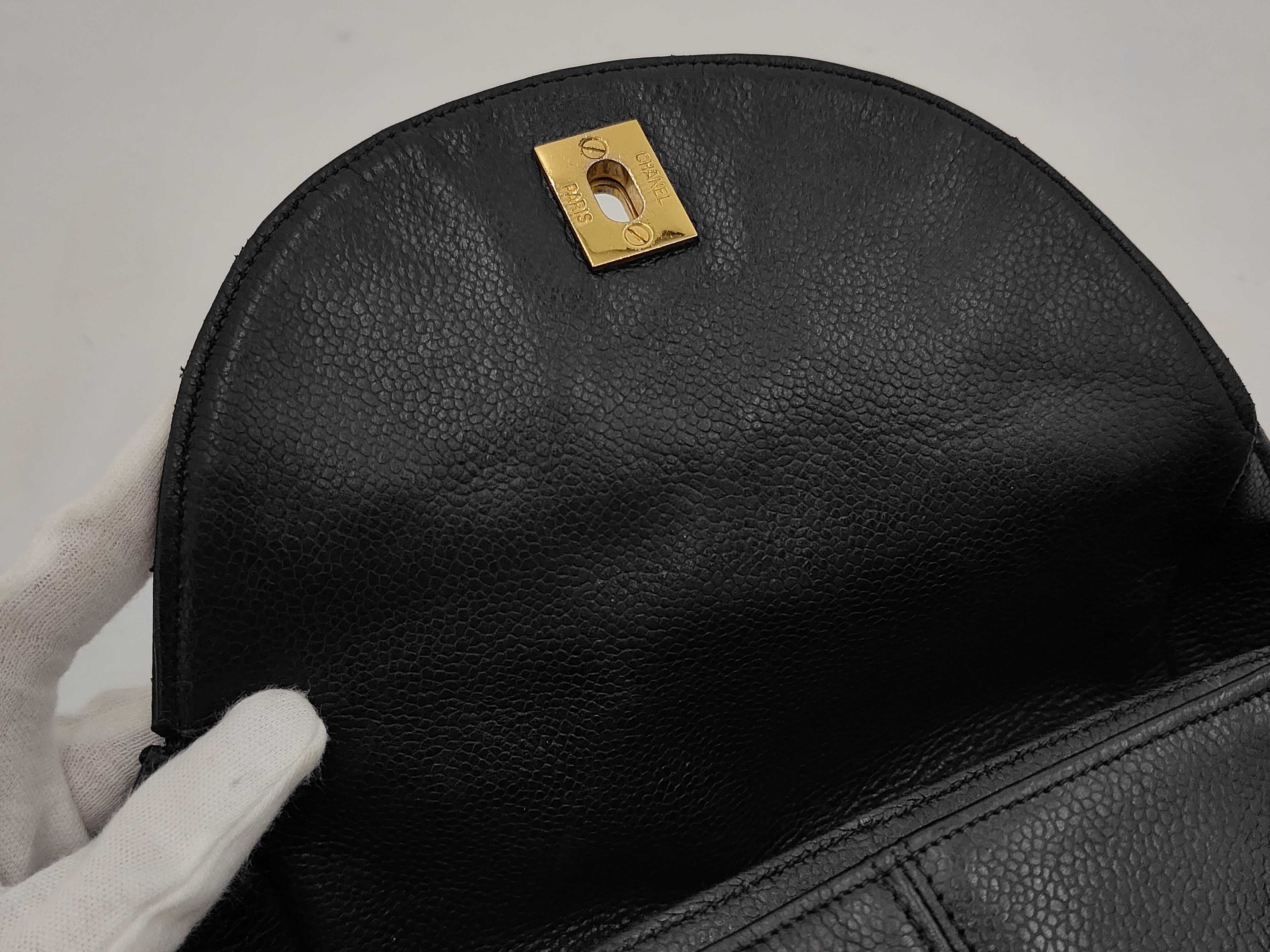 Matelassé Chain Backpack, GP Hardware, Caviar Leather, Black Backpack — view 11