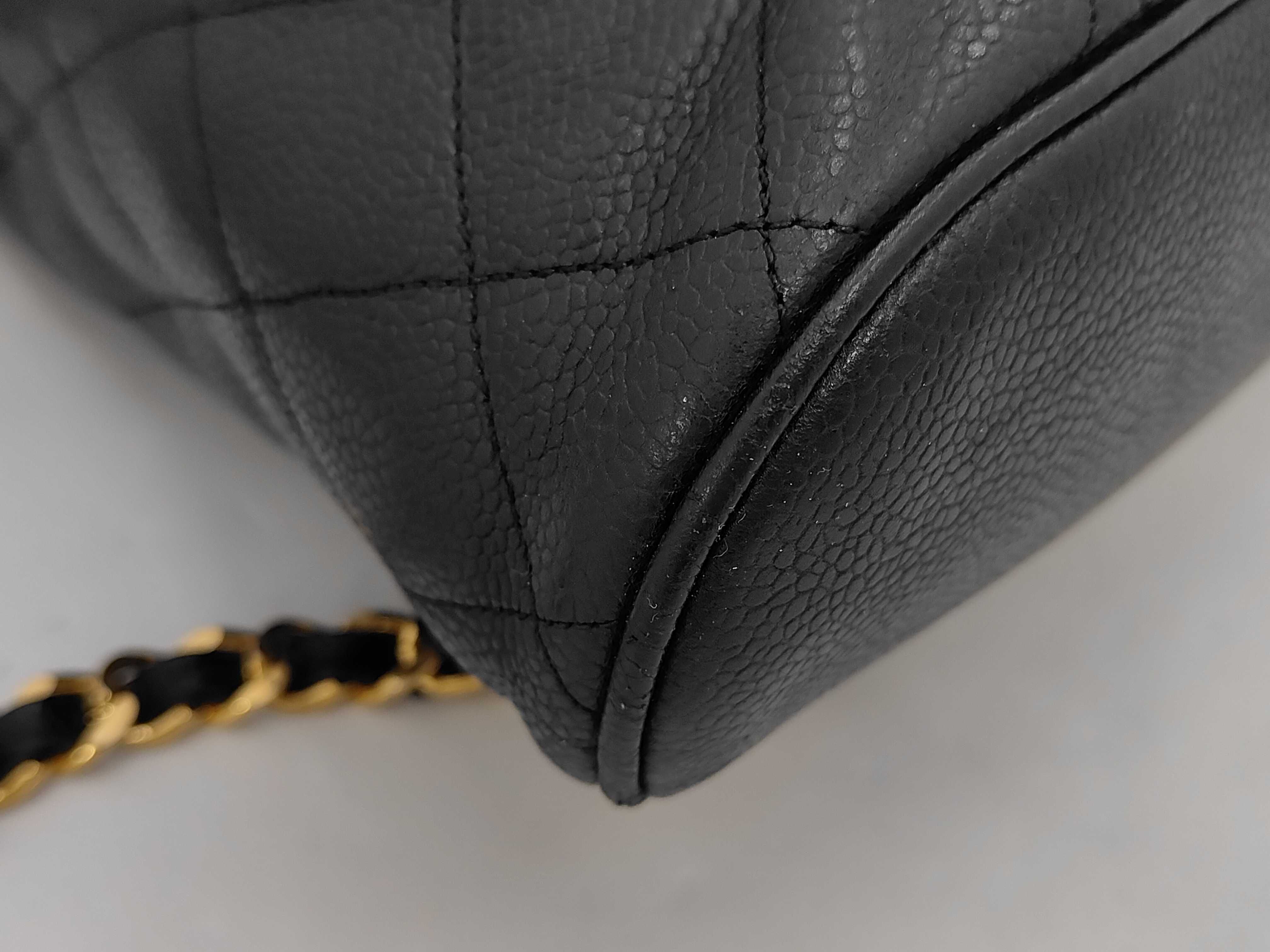 Matelassé Chain Backpack, GP Hardware, Caviar Leather, Black Backpack — view 3