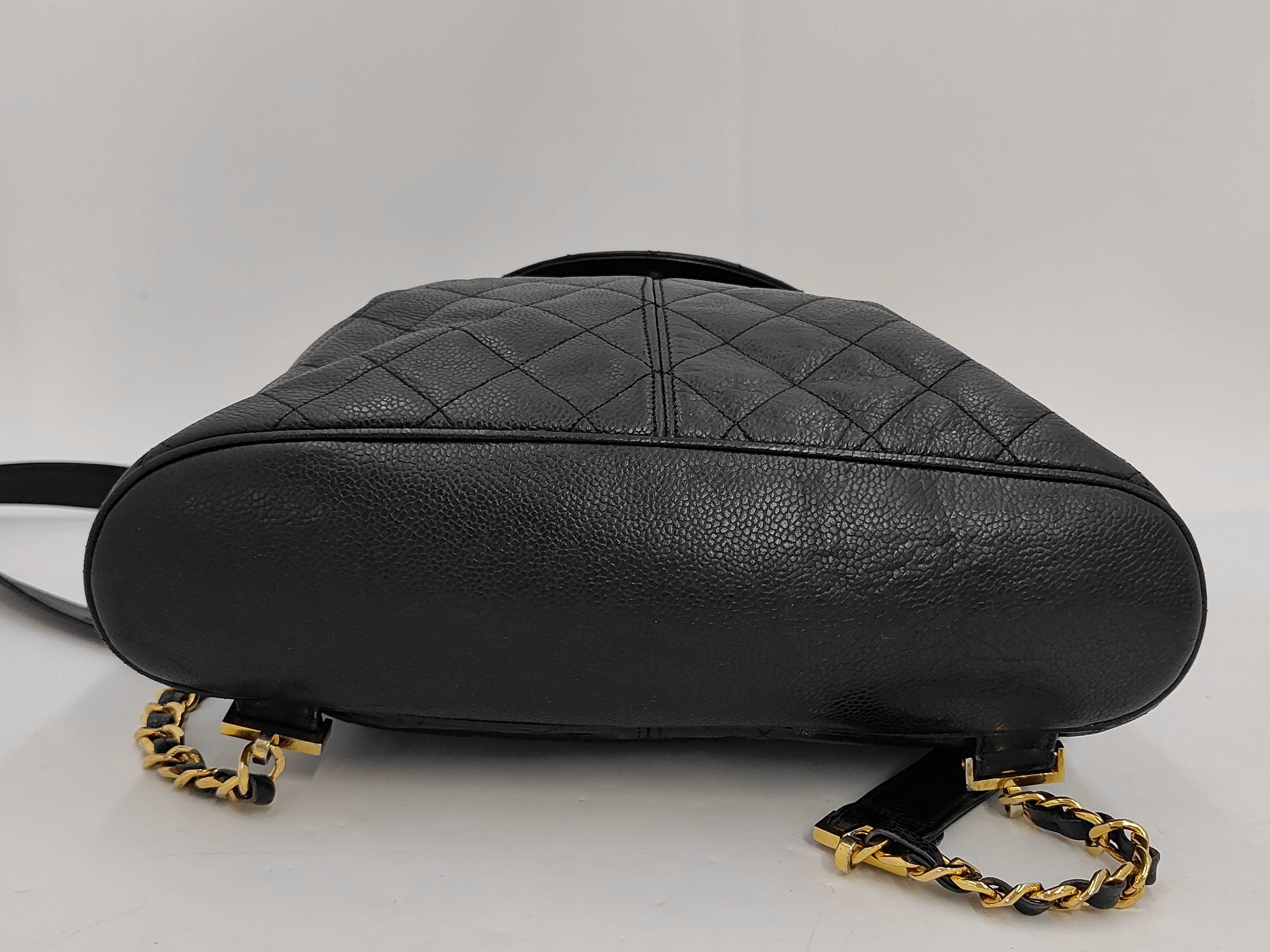 Matelassé Chain Backpack, GP Hardware, Caviar Leather, Black Backpack — view 4