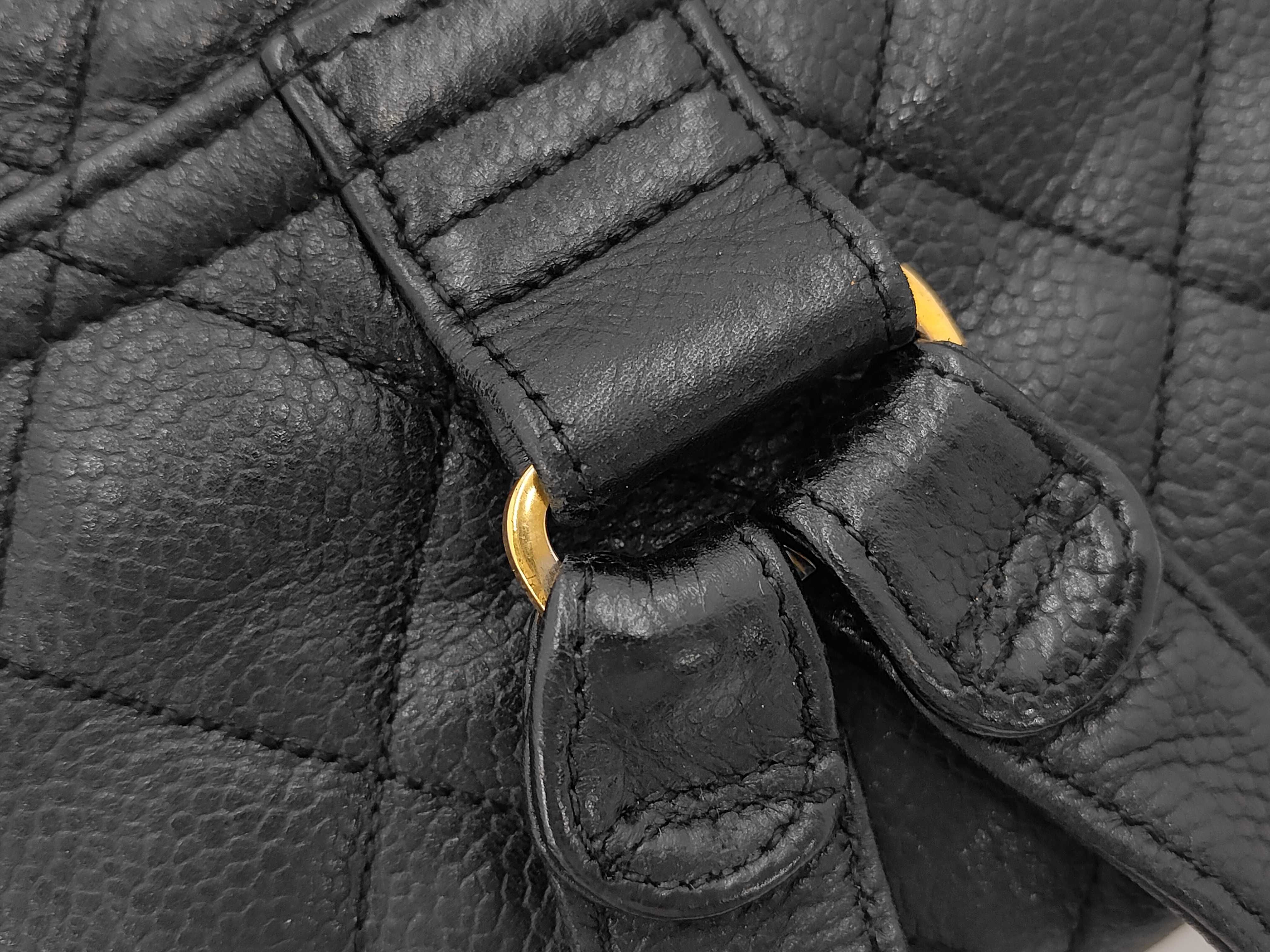 Matelassé Chain Backpack, GP Hardware, Caviar Leather, Black Backpack — view 7
