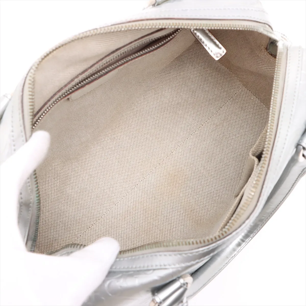 Trotter Leather Handbag Silver — view 7