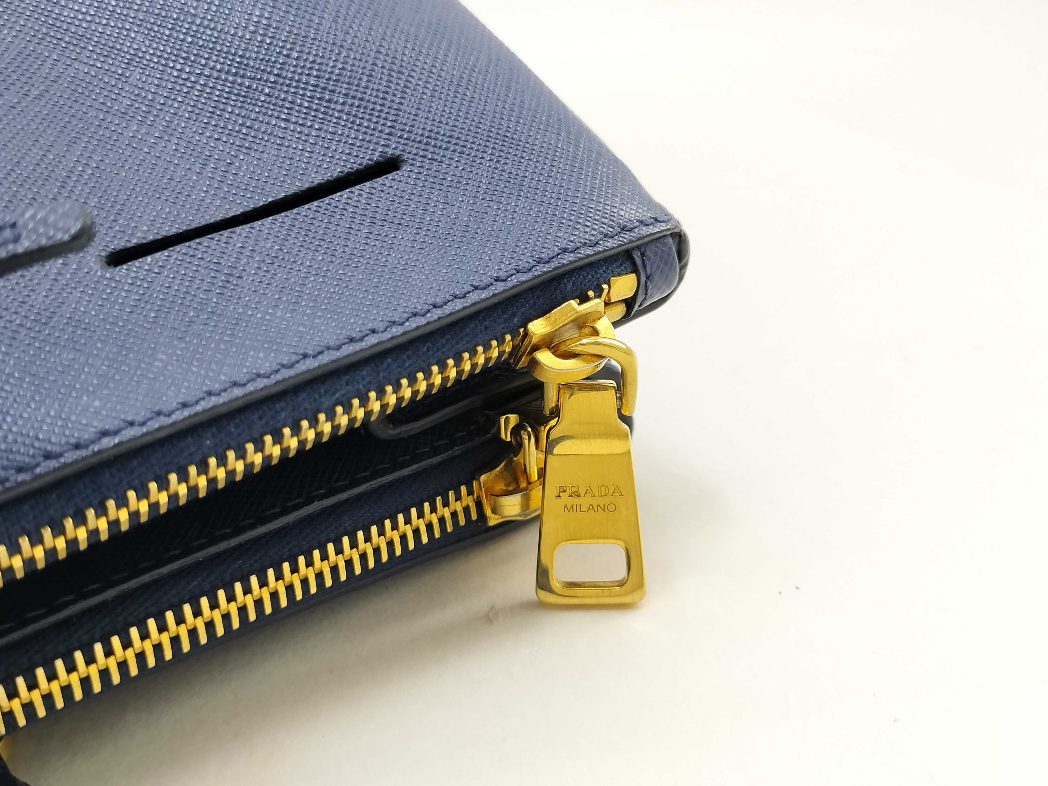 Saffiano Lux Double-Zip Tote Bag Navy BN1786 Tote Bag — view 11