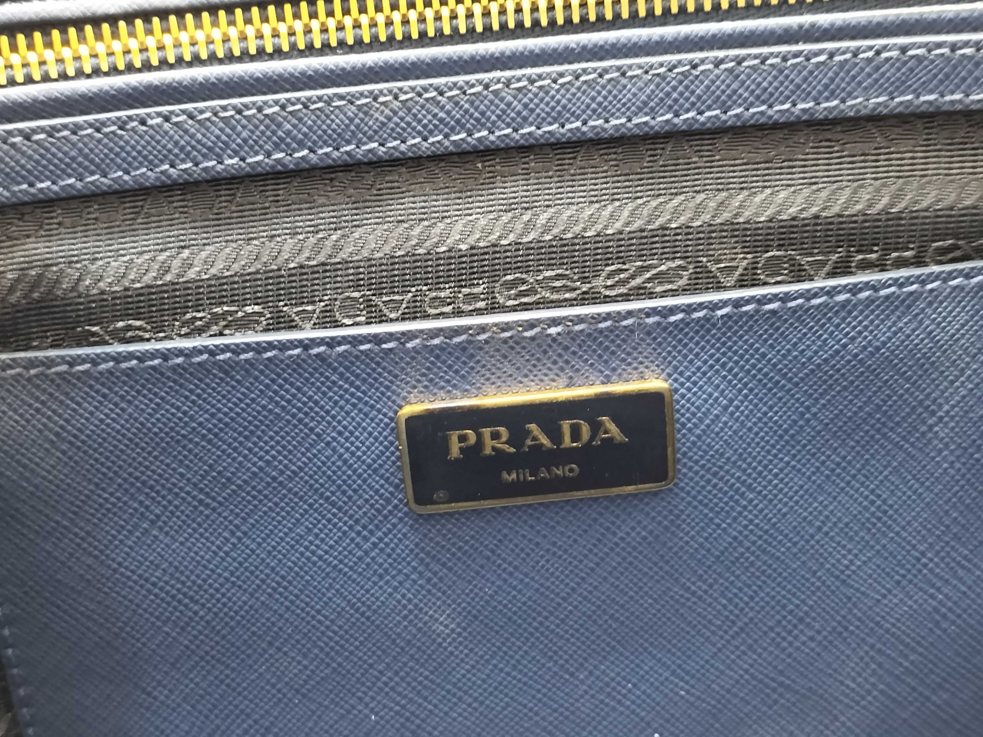 Saffiano Lux Double-Zip Tote Bag Navy BN1786 Tote Bag — view 9