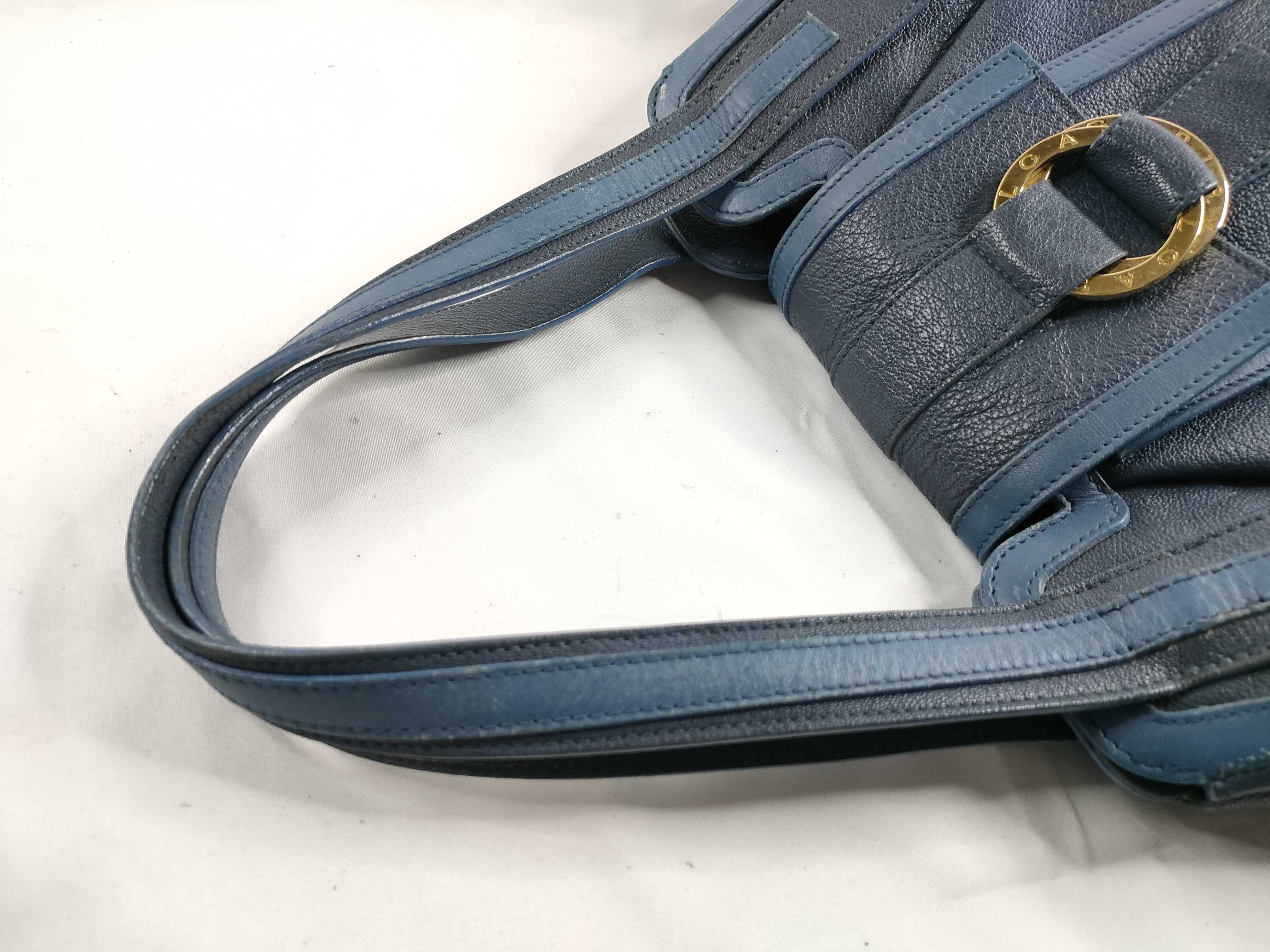 Bulgari Leather Circle Handbag Navy Handbag — view 6