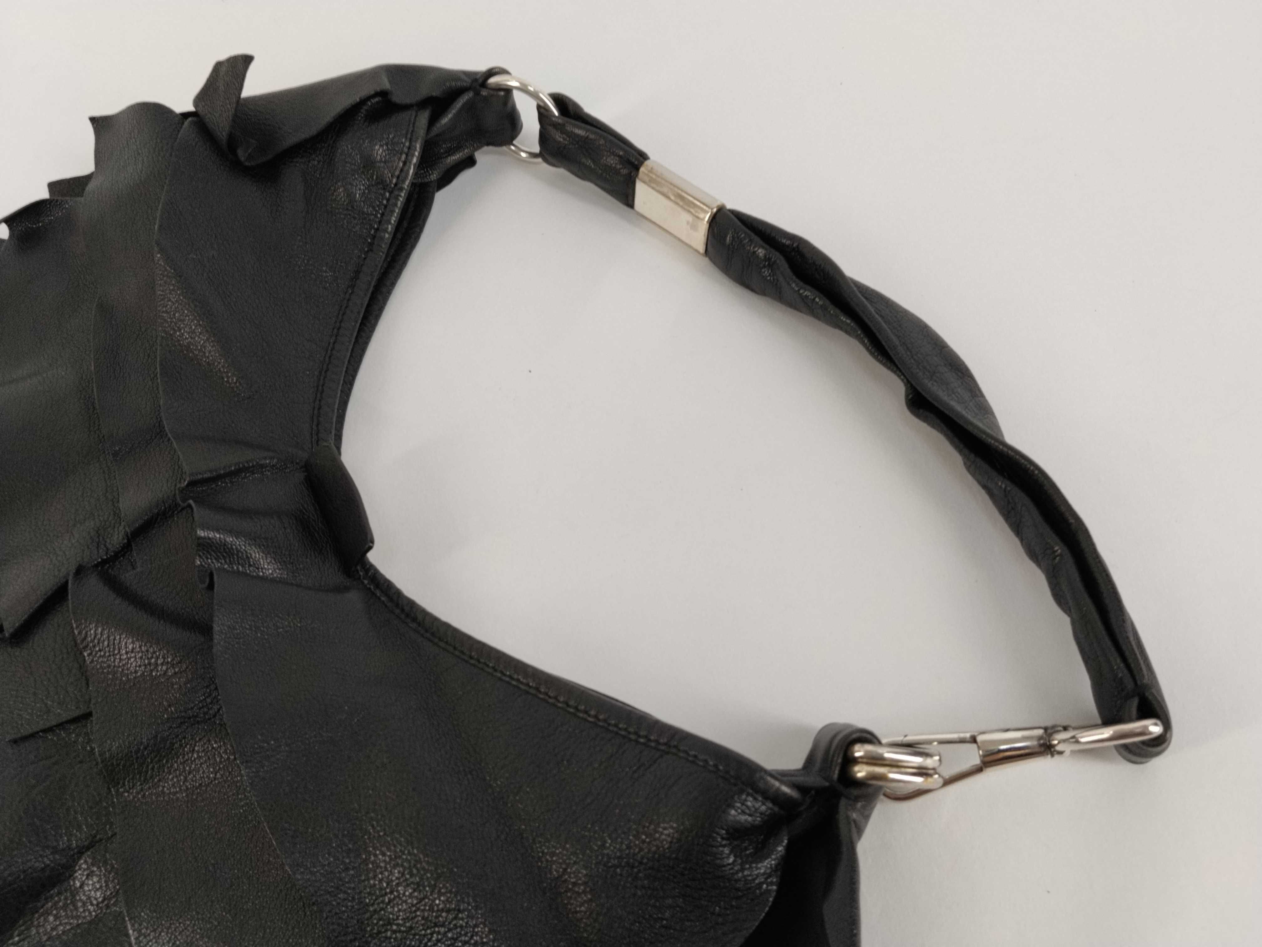 (Tom Ford era) Saint-Tropez Leather Frill Black Shoulder Bag — view 3