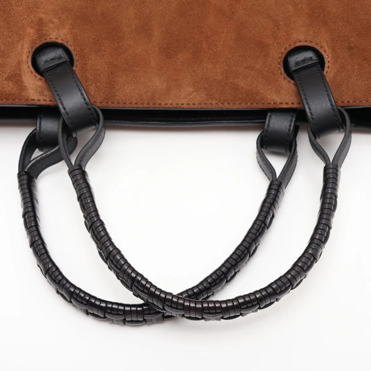 Anagram Suede x Leather 2-Way Tote Bag, Brown — view 7