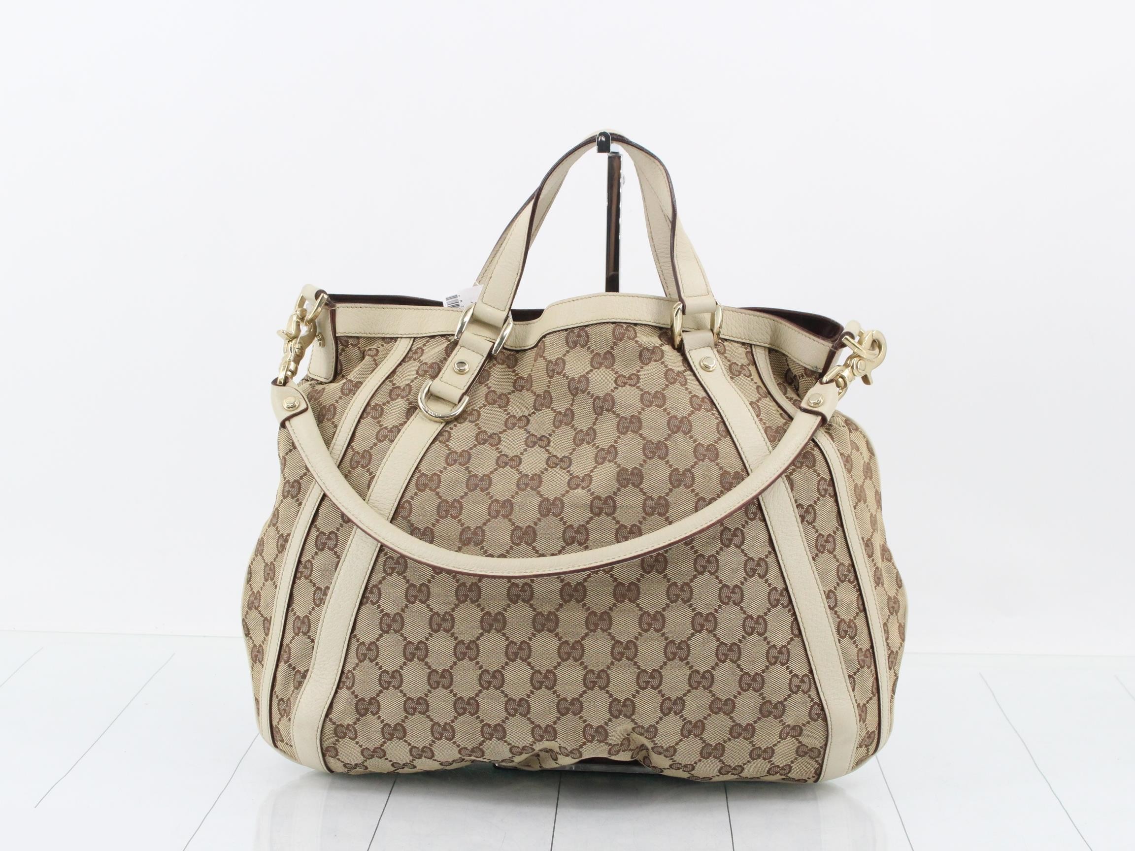 GG Canvas 2-Way Tote Bag, Canvas/Leather, Beige — view 2