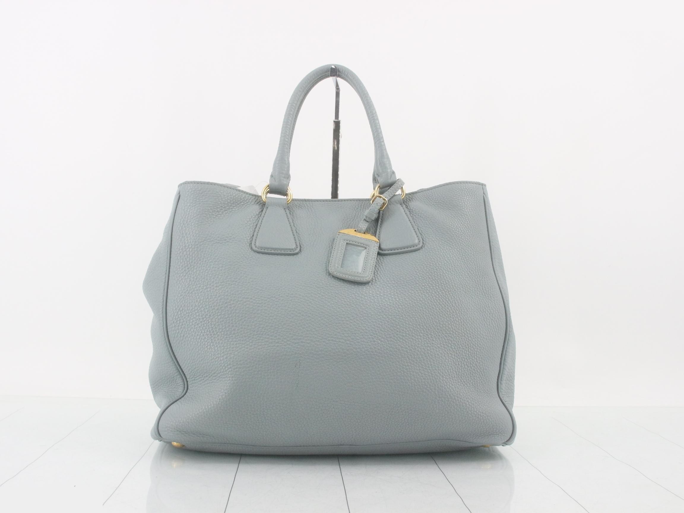 Leather 2-Way Handbag, Blue — view 2