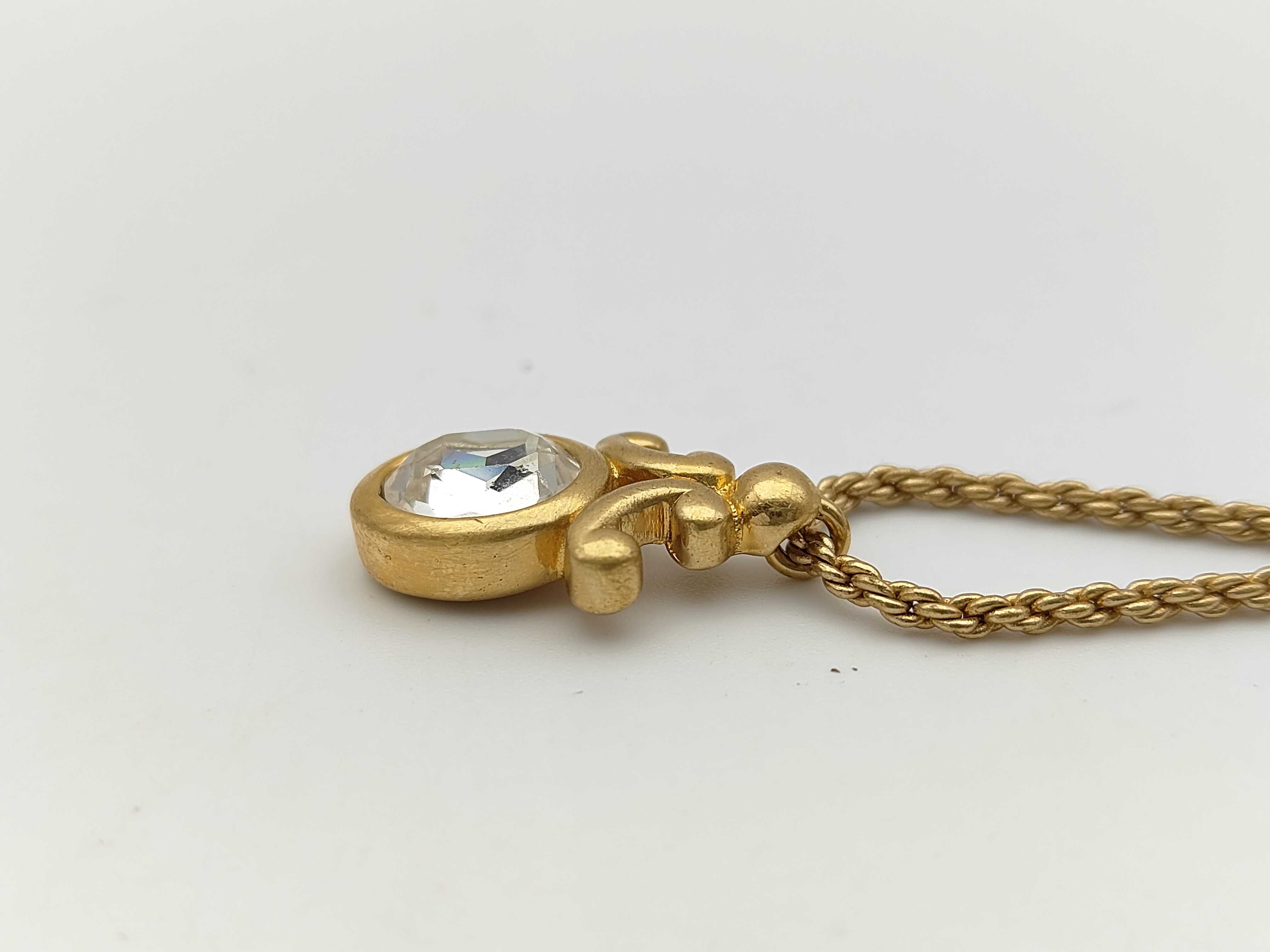 Crystal Rope Chain Circle Gold Necklace — view 3