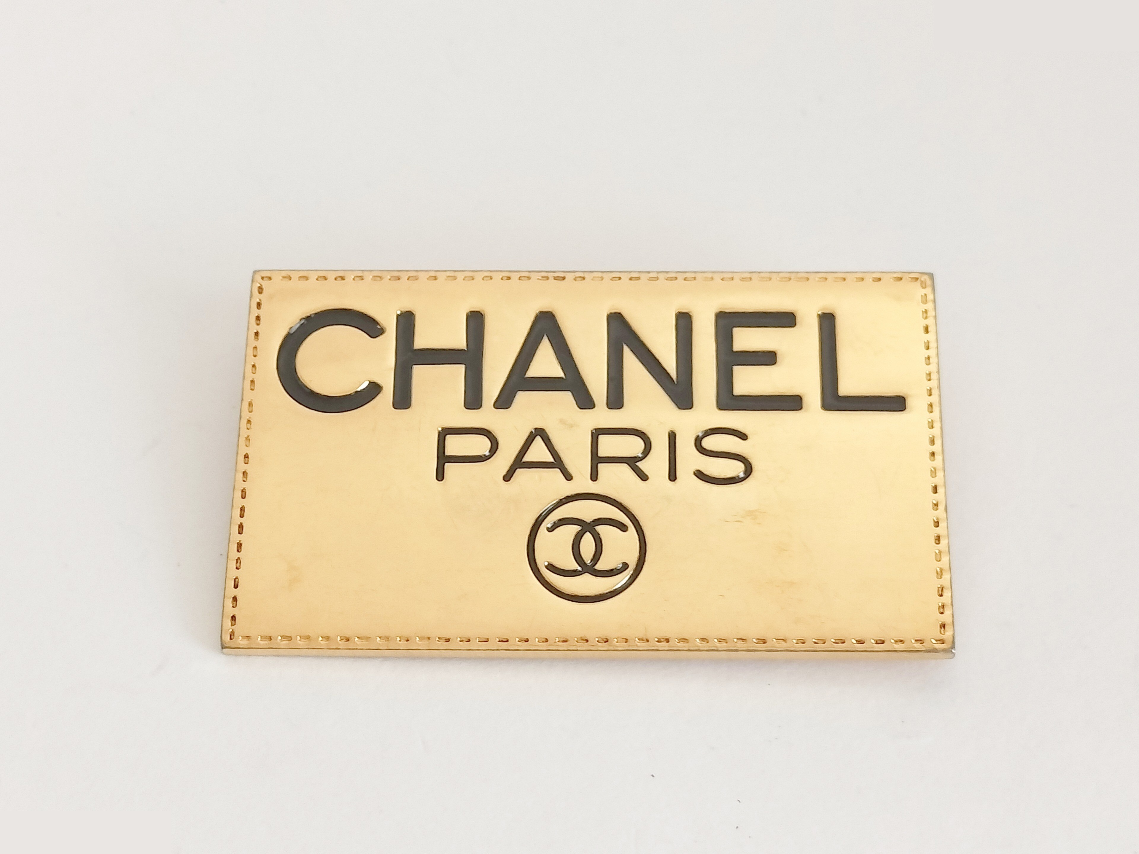Coco Logo Plate Gold Brooch