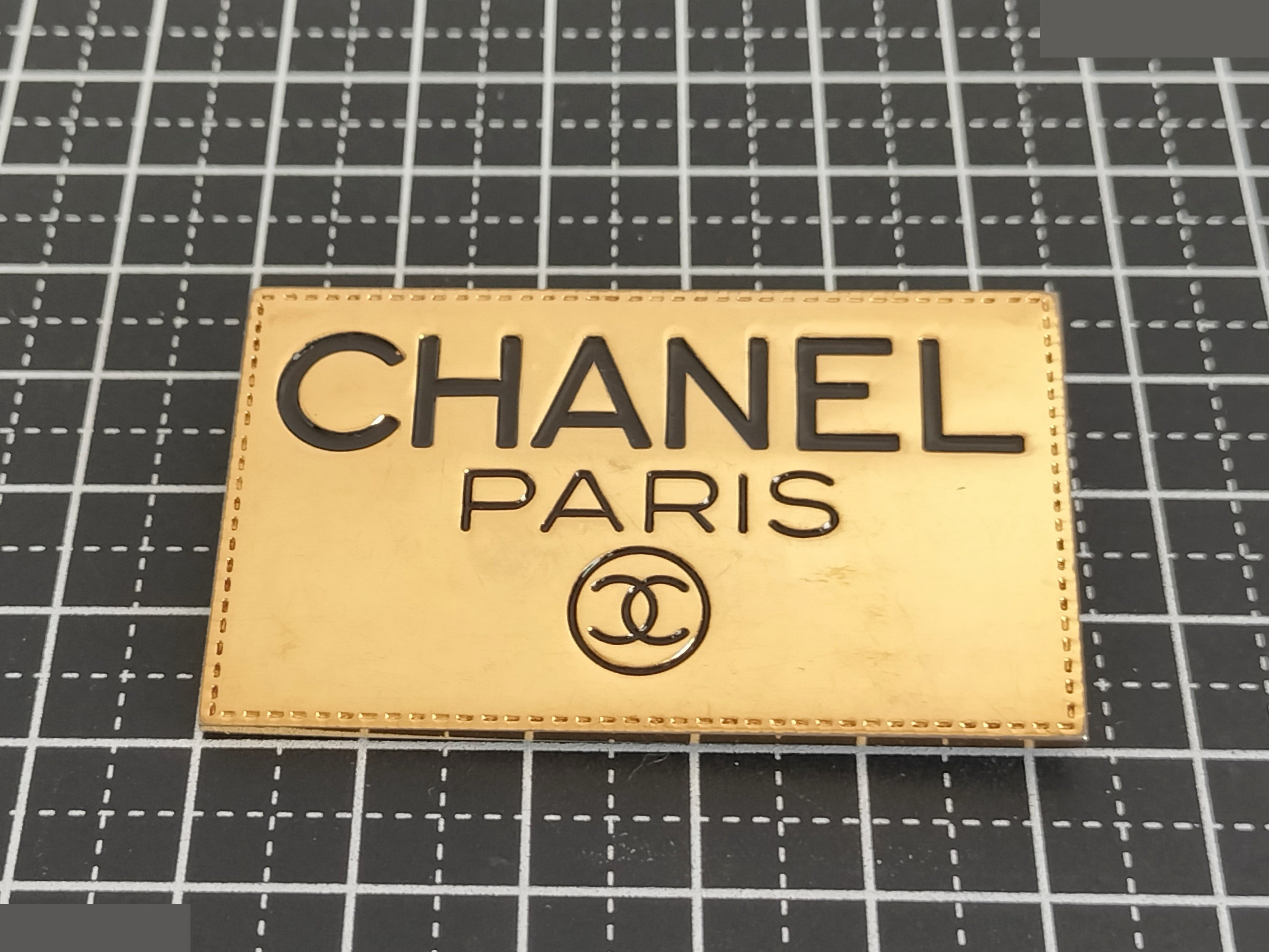 Coco Logo Plate Gold Brooch — view 5