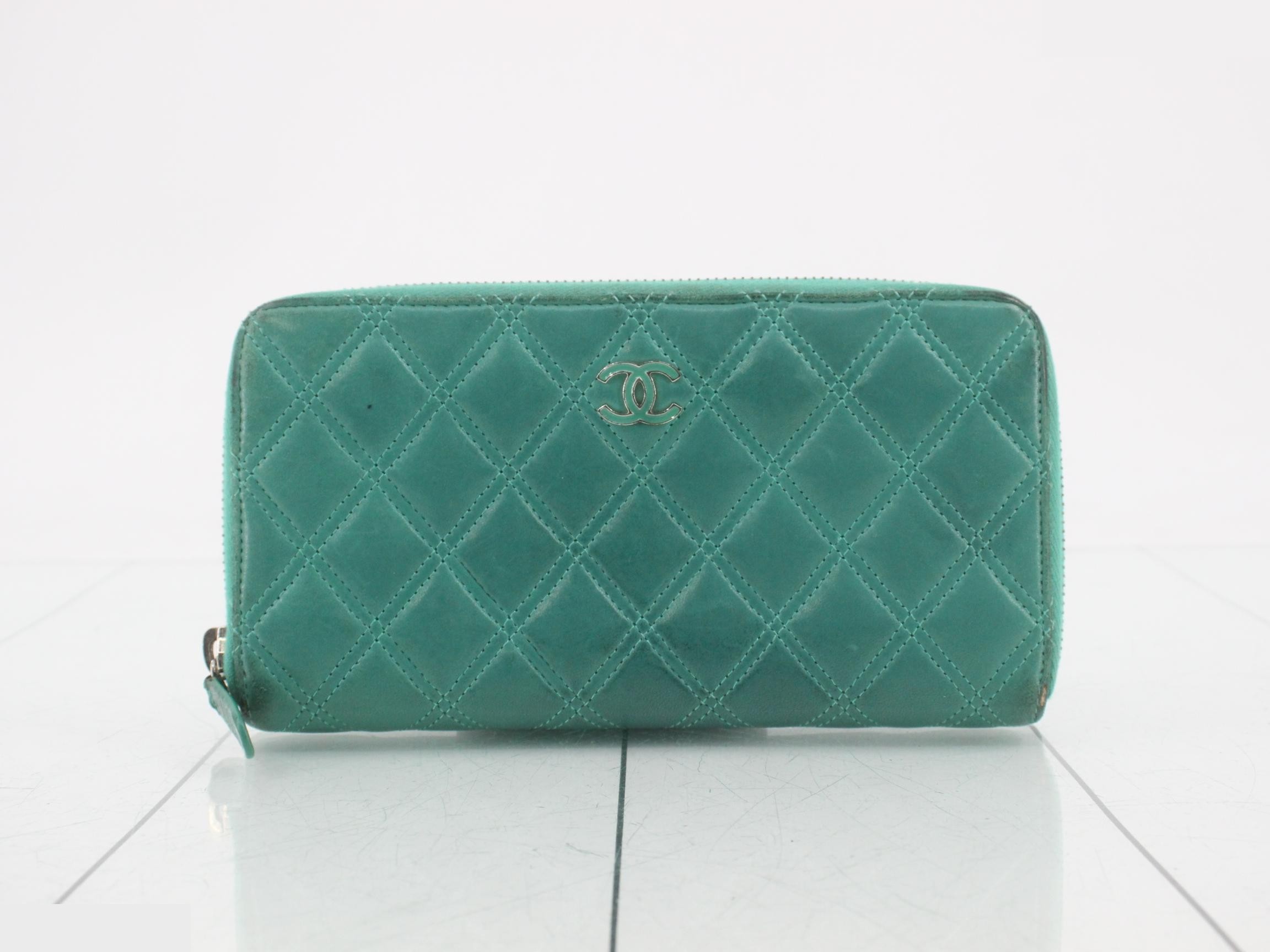 Bicolore Leather Round Zipper Long Wallet