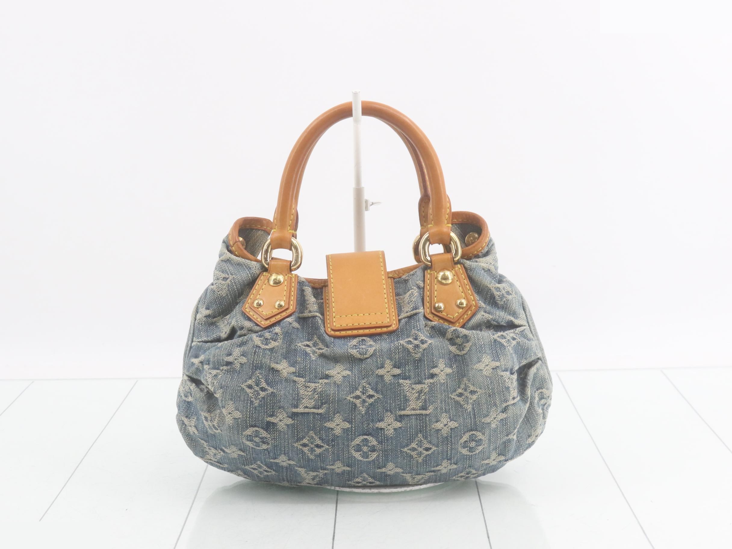 Monogram Denim Pleaty Blue Handbag — view 2