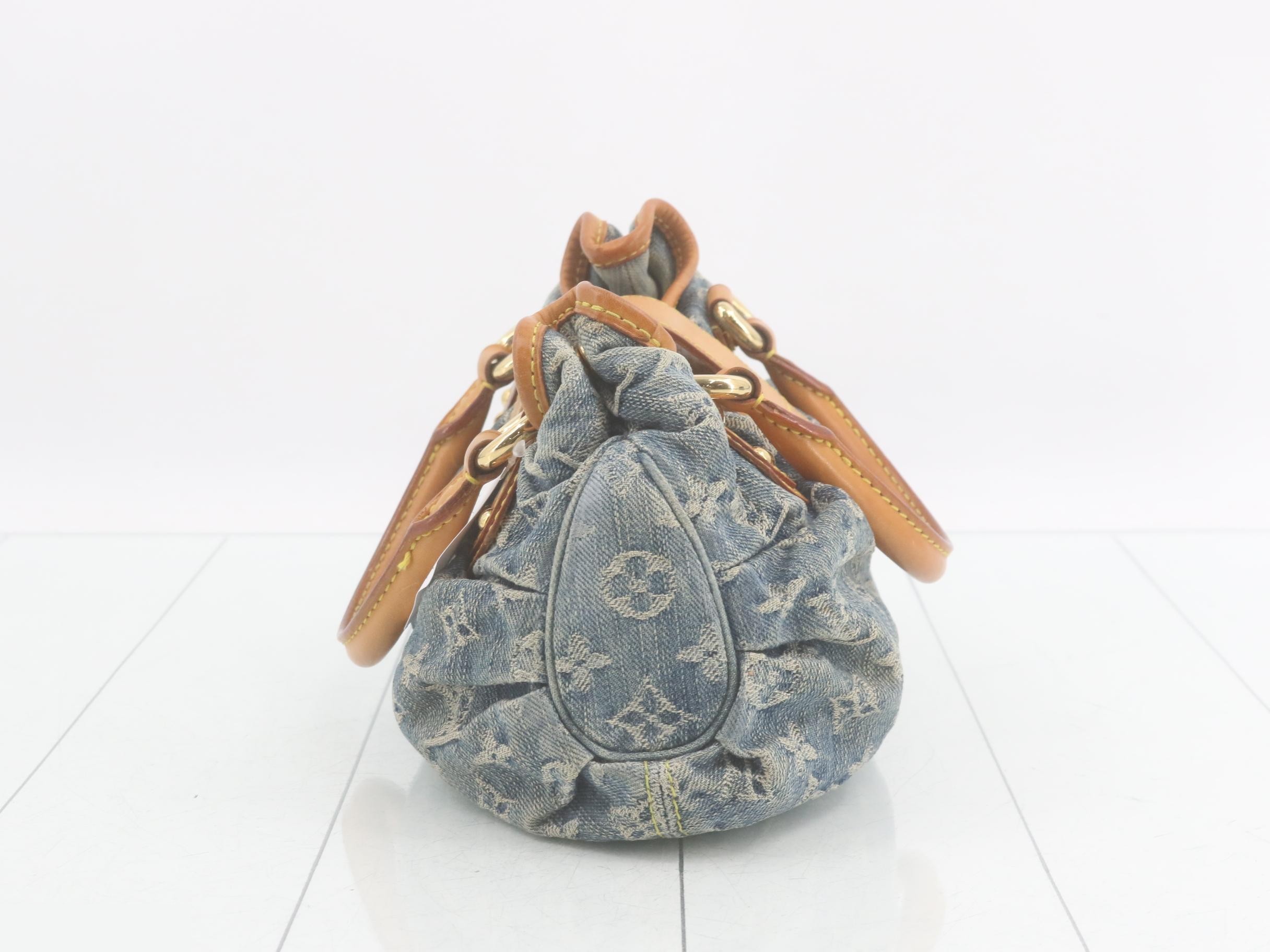 Monogram Denim Pleaty Blue Handbag — view 3
